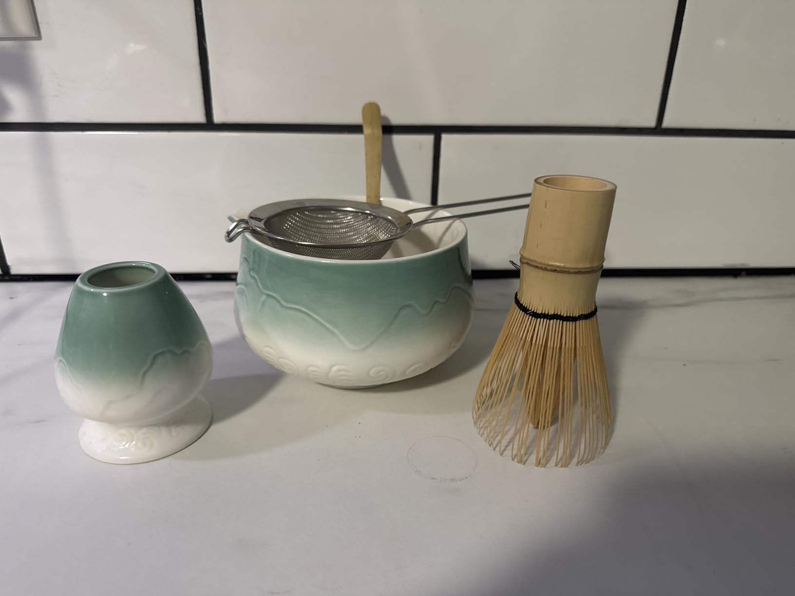 ZENS Matcha Whisk Set, 6pcs Matcha Set Pink Includes 15oz Ceramic Bowl and Bamboo Whisk (Chasen Holder) Scoop, 304 Sifter & Pink Tea Mat, Japanesse Matcha Kit for Matcha Latte-Making customer photo 2