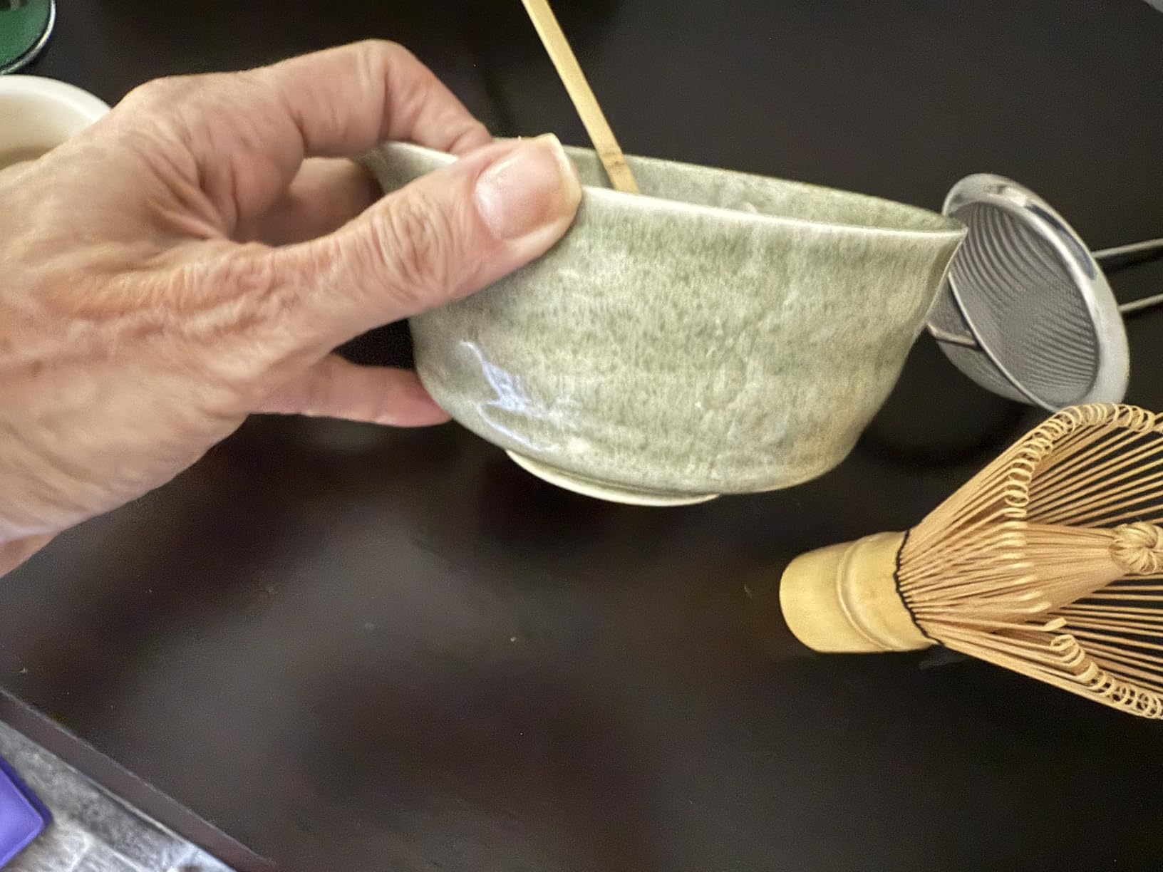 Green Matcha Whisk Making Set - Japanese Tea Kit with Whisk Bowl and Bamboo Scoop Ceramic Chawan with Spout for Traditional Tea Ceremony Complete Matcha Making Tools Gift for Tea Lovers (Green, 5 PCS) customer photo 1