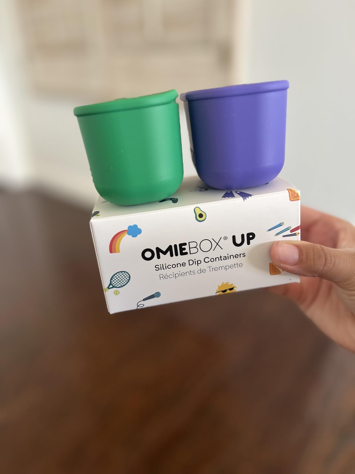 OmieBox (2 Pack) Leakproof Dips Containers to Go, Salad Dressing Container, Condiment Container with Lids - Food Safe Silicone - 4 Ounces (Pink/Purple) customer photo 2