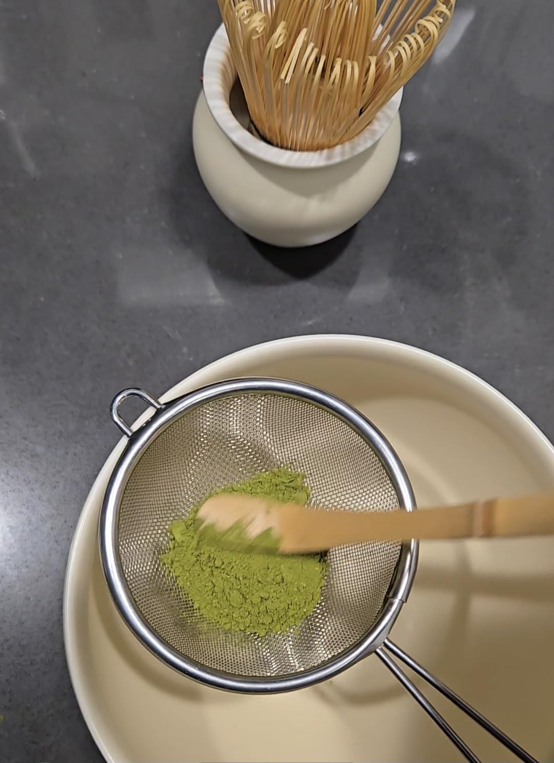 Matcha Set, 5 Pcs Matcha Whisk Set - Elegant Rounded Design Bowl with Folded Rim, Matte Buttercream Glaze, Comfortable to Use, Gift Box Included customer photo 1