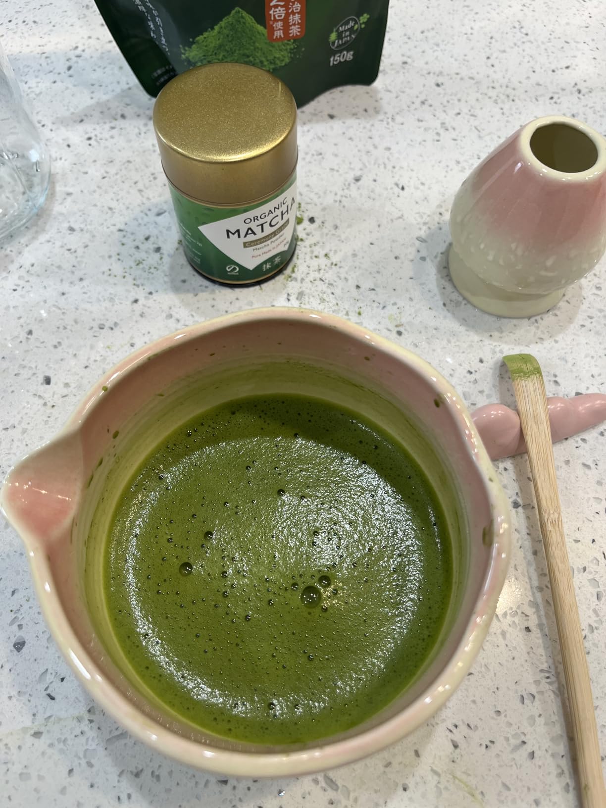 JBER Matcha Whisk Set, Ceramic Matcha Set Includes Bowl & Holder, Bamboo Whisk (Chasen), Sifter, Scoop, Spoon & Rest - 7PCS Matcha Kit Gift for Matcha Lovers & Beginners, Gradient Pink customer photo 2