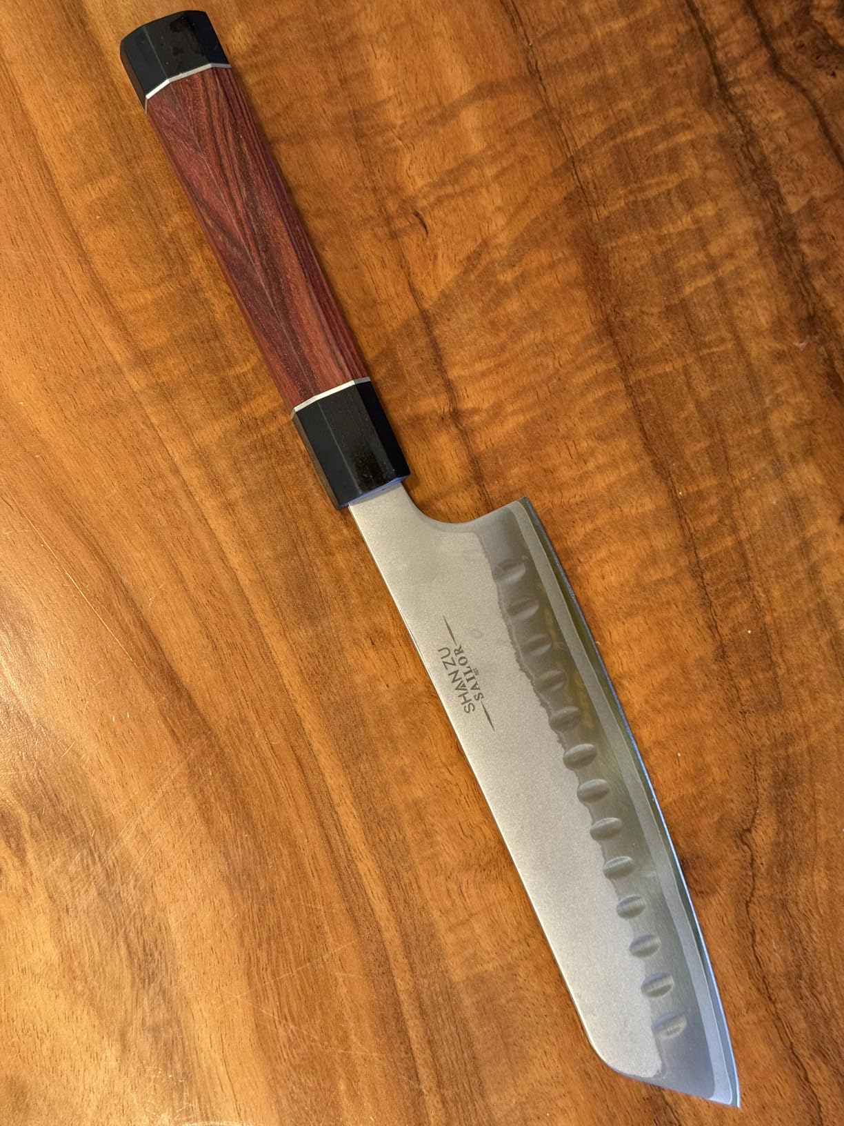 SHAN ZU 3PCS Japanese Knife Set, 9 Layers 10Cr15MoV High Carbon Steel Professional Kitchen Knives, Sharp Chef Knife Set with Ergonomic Red Sandalwood Handle, Sashimi Cooking & Cutting Knives Set customer photo 1