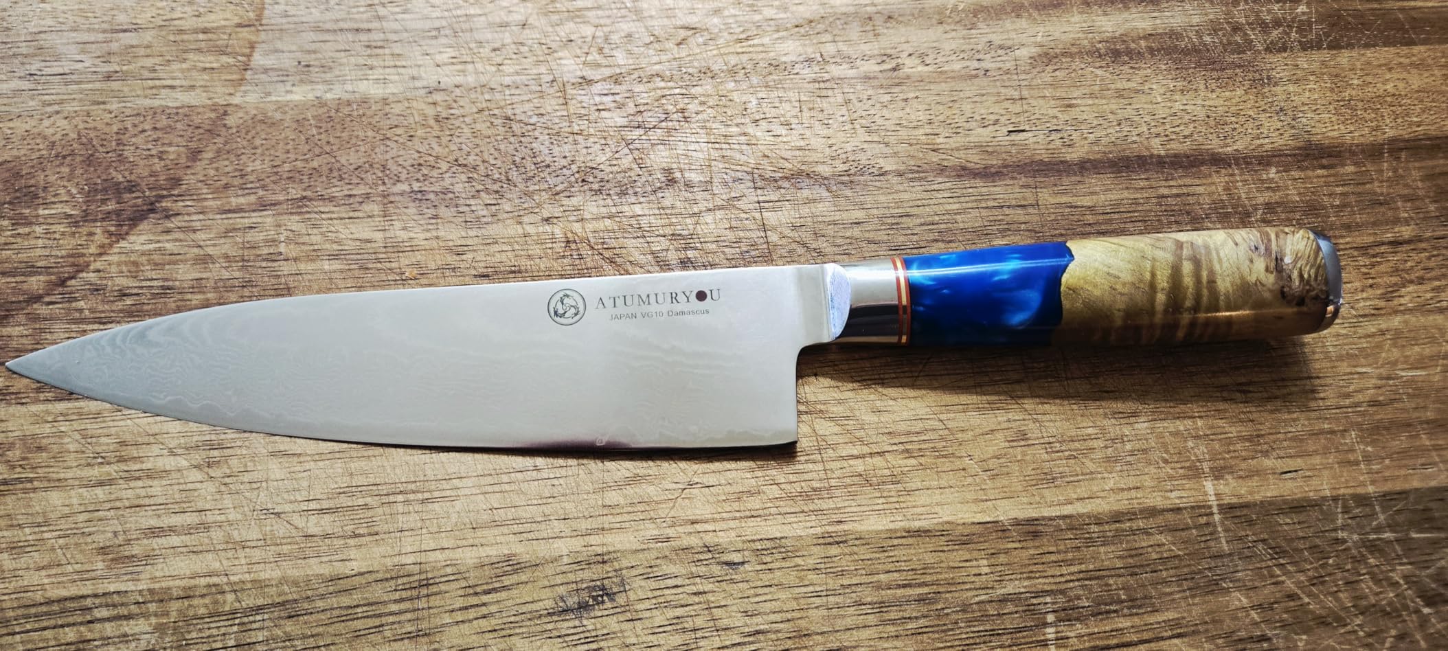 Japanese Chef Knife, 8 Inch Damascus Kitchen Knife with VG10 Steel, Handcrafted Sharp Knife with Ergonomic Handle, Cooking Knives for Home Chefs, Cooking Gifts for Men and Women customer photo 1