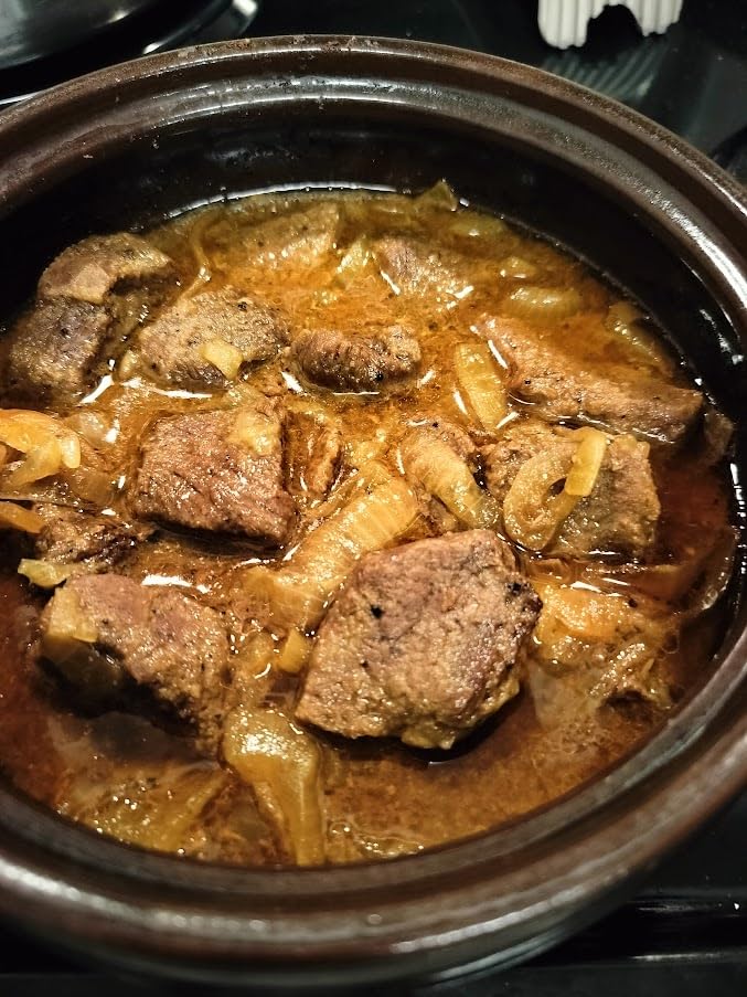 Korean Stone Bowl (34oz) Clay Pot for Cooking Korean Dishes - Brown, Large, Rustic Style - Dolsot, Ttukbaegi, Onggi, Kimchi Stone Donabe - With Lid customer photo 2