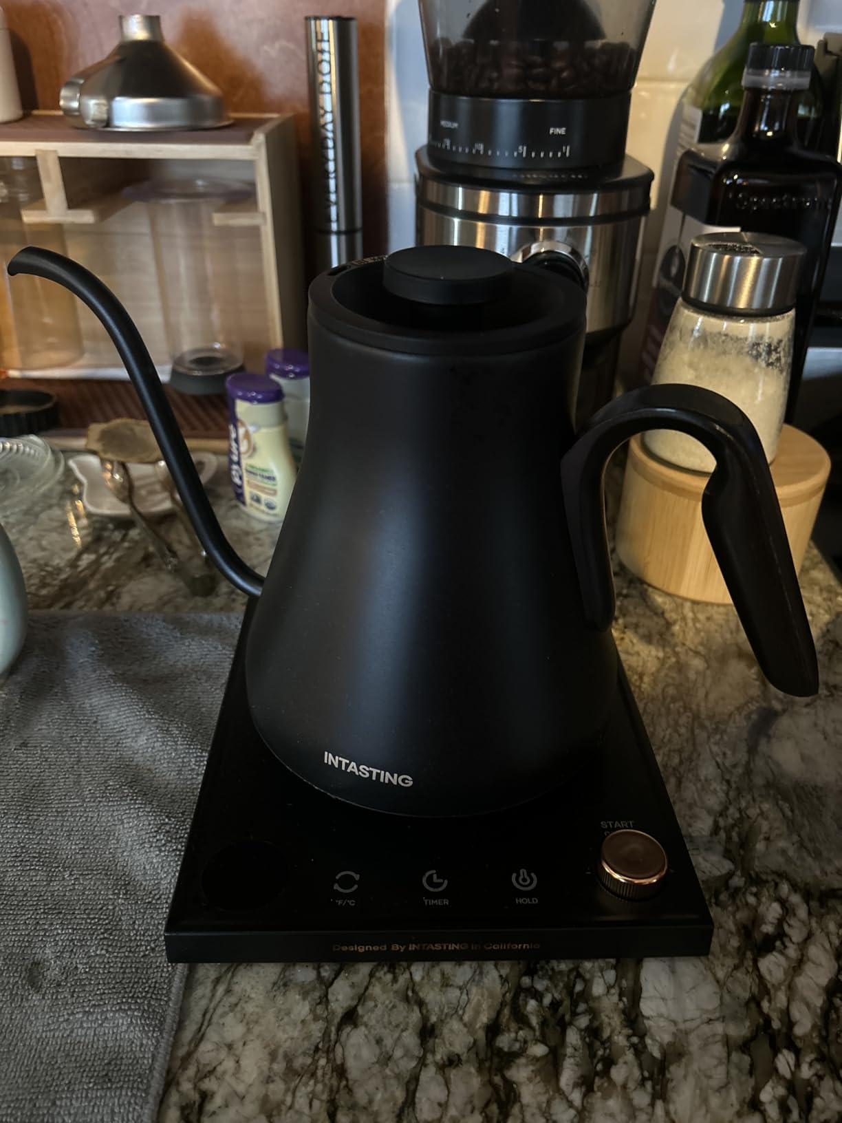INTASTING Electric Gooseneck Kettle, ±1℉ Precise Temperature Control, Stainless Steel Interior, Quick Heating for Pour Over Coffee, Tea & Boiling Water, 0.9L (Onyx Black) customer photo 1