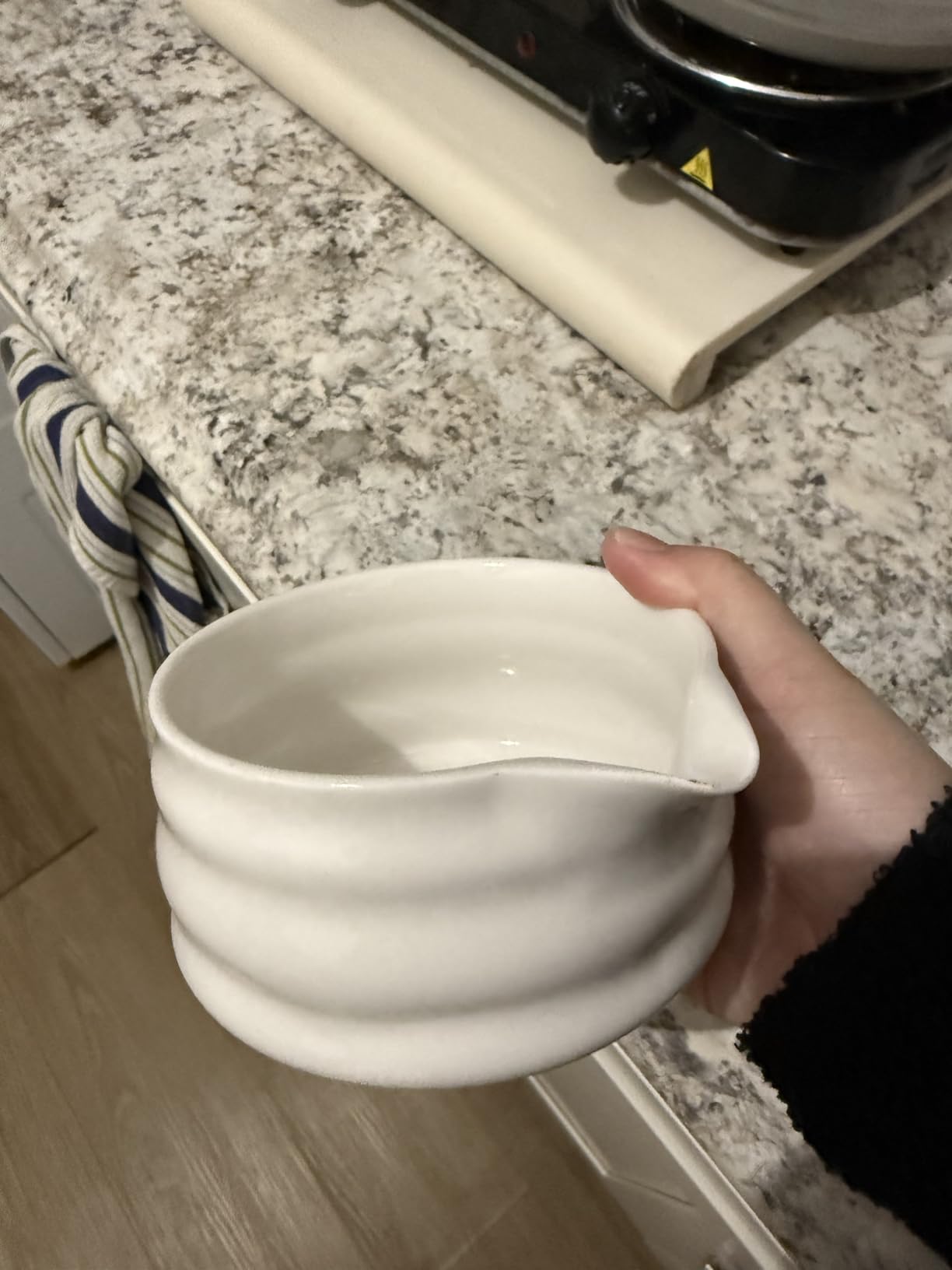 BlendWell Ceramic Matcha Bowl with Spout, White Chawan Mixing Bowl for Whisking and Pouring Matcha tea customer photo 1