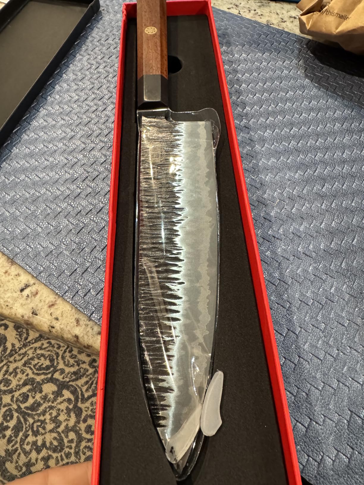 SHAN ZU 8 Inch Japanese Chef Knife, Hand Forged Gyuto Knife 9 Layers High Carbon 10CR15MOV Steel Kitchen Knife Ultra Sharp & Durable Professional Japanese Sashimi Knife with Ergonomic Rosewood Handle customer photo 2