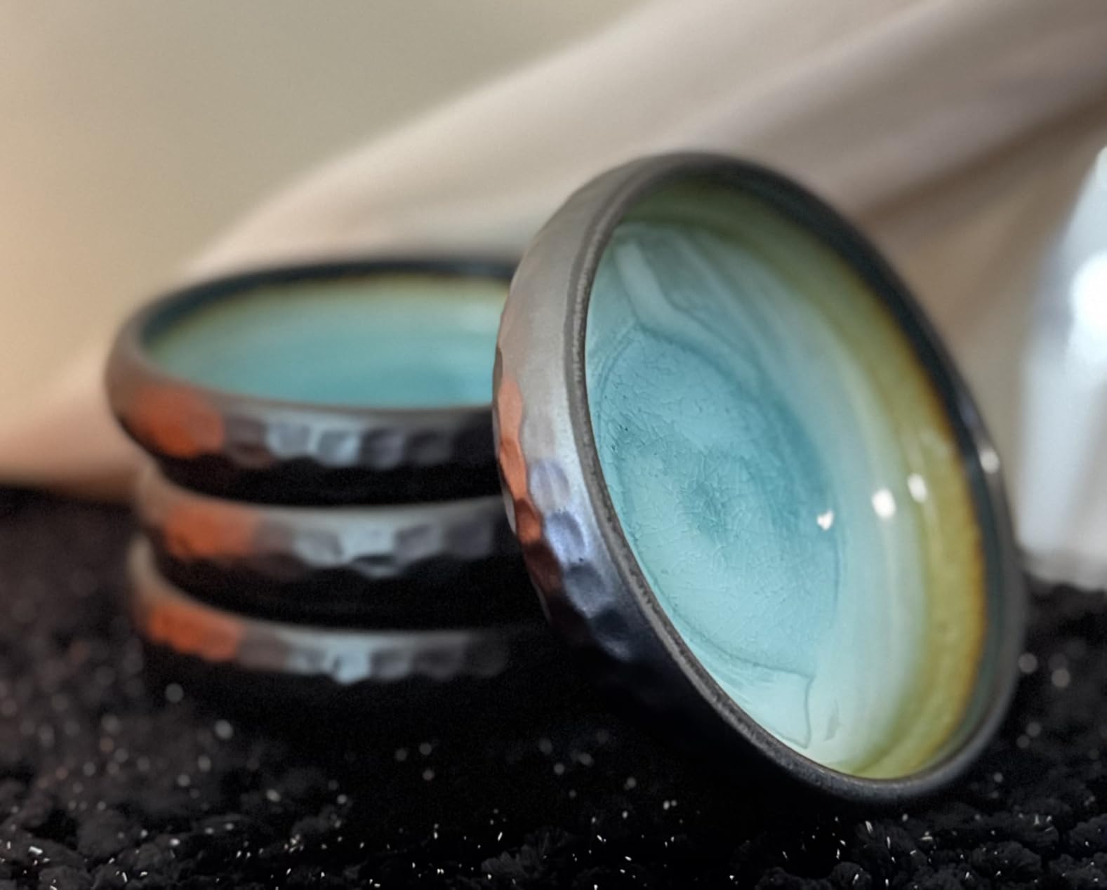 Japanese Salad Plates Crackle Blue Ceramic Set of 4, 5.7 Inch 14oz Stoneware Pasta Bowls - Versatile Appetizer & Kitchen Dishes customer photo 1