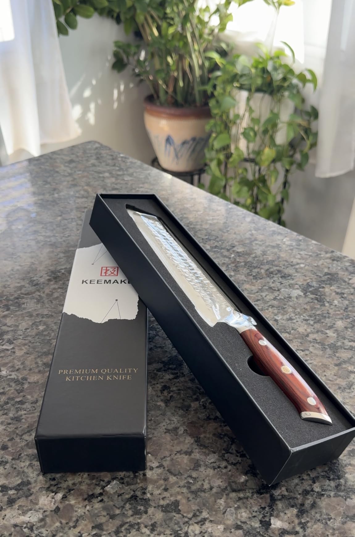 KEEMAKE Kiritsuke Chef Knife, 8 Inch Damascus Japanese Kitchen Knife with Ergonomic Pakkawood Handle, Ultra Sharp Non-Slip Cooking Knife with Ash Sheath customer photo 2