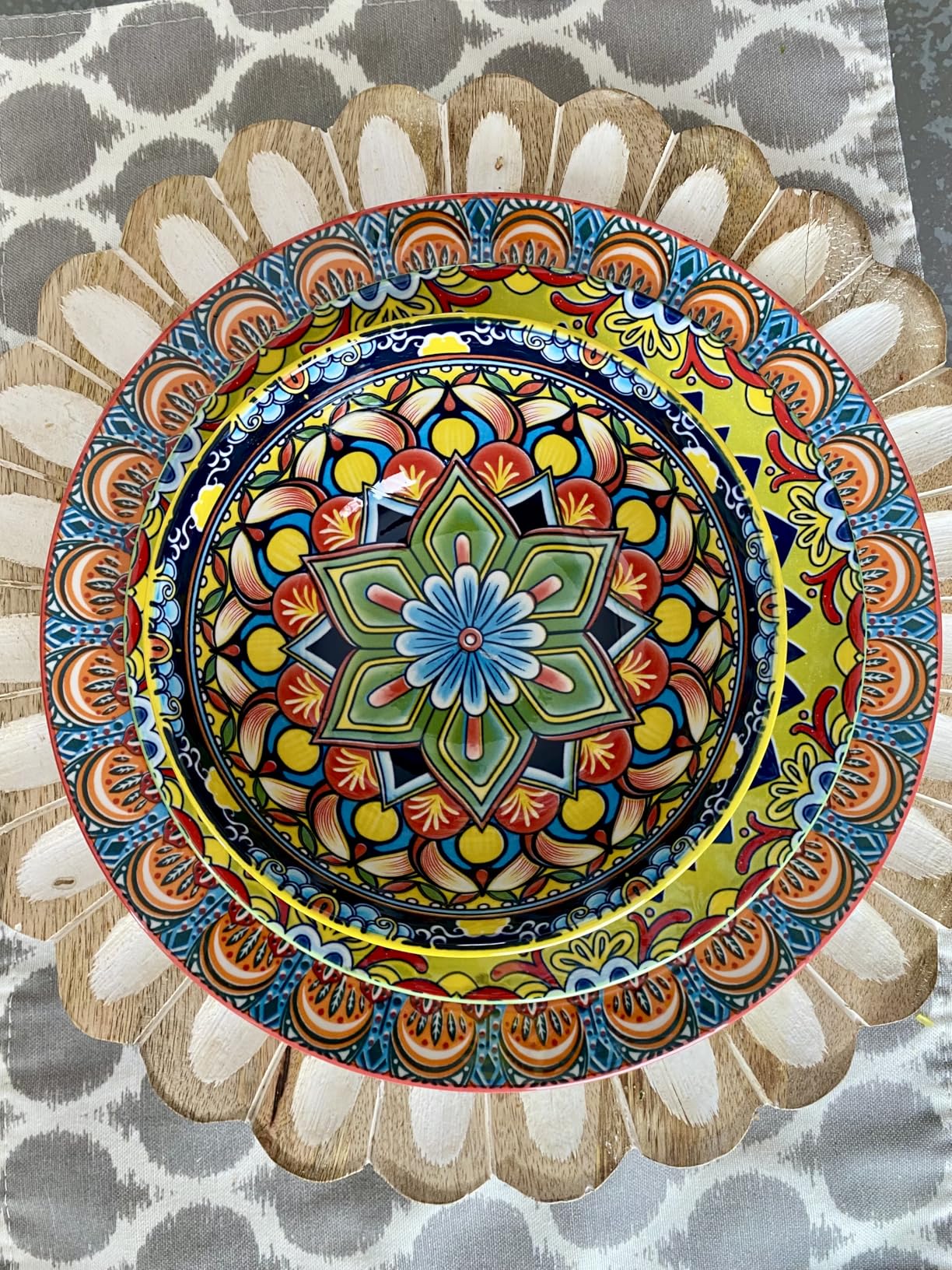 Plates and Bowls Sets,12-Piece Porcelain Dinnerware Set Service for 4, Bohemian Style Dishes Set for 4, Kitchen Dinner Set, Microwave and Dishwasher Safe, Scratch Resistant, Series KRVI customer photo 2