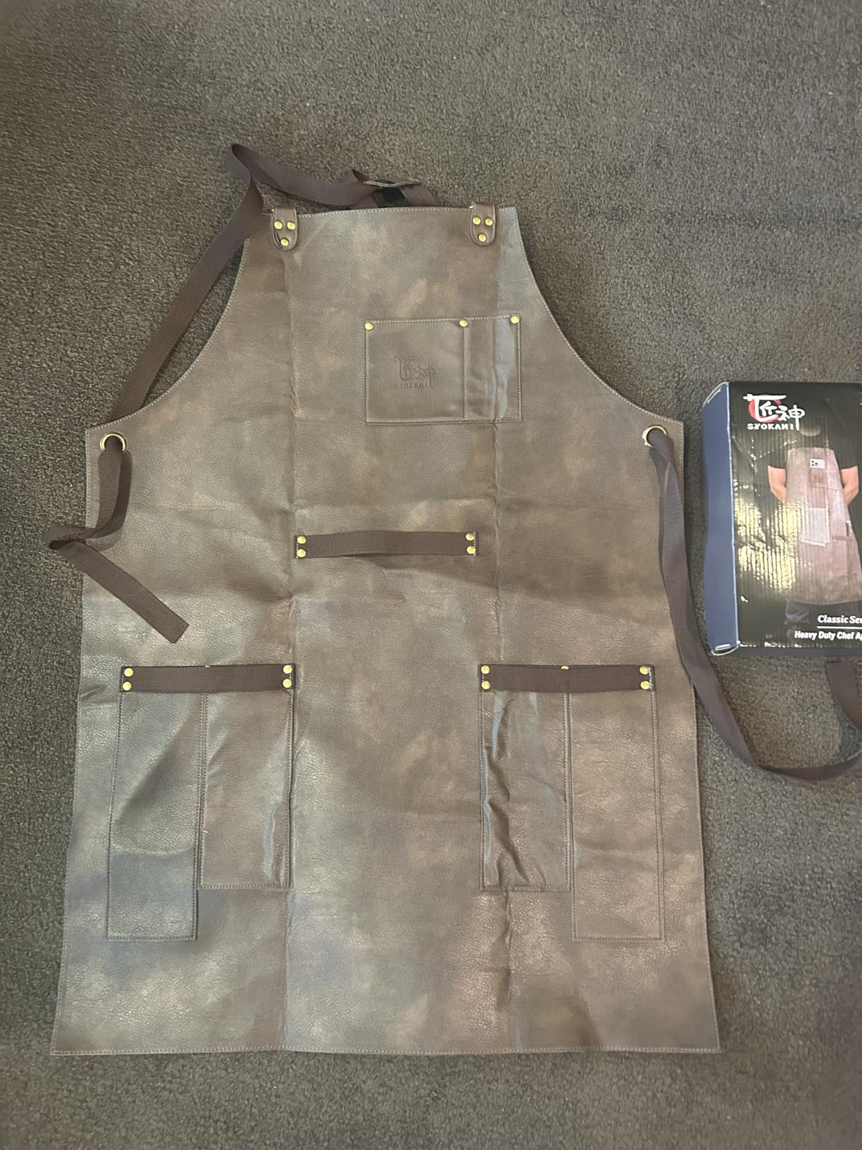 Leather Chef Cooking Apron for Men, Cross Back Apron for All-Day Comfort, Waterproof Apron with Multiple Pockets, Great for Kitchen, Garden, BBQ, Butcher Work or Crafts, Ideal Gift customer photo 1