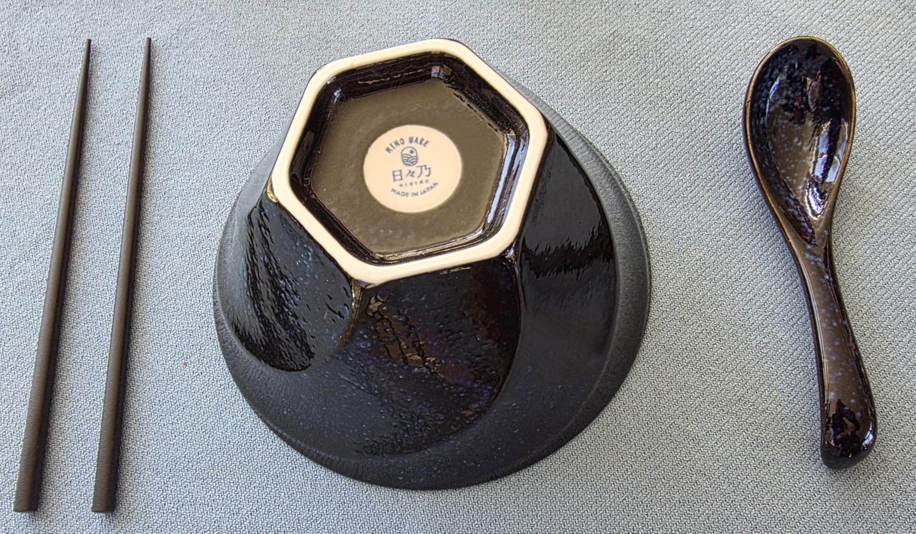 HIBINO Japanese Ramen Bowl Set of 2 | 40 oz Ceramic Ramen Bowls with Chopsticks & Spoons | Made in Japan Mino Ware | Microwave Safe Noodle & Soup Bowls | 6-Piece Dinnerware Set |「Nejiri Indigo」 customer photo 1