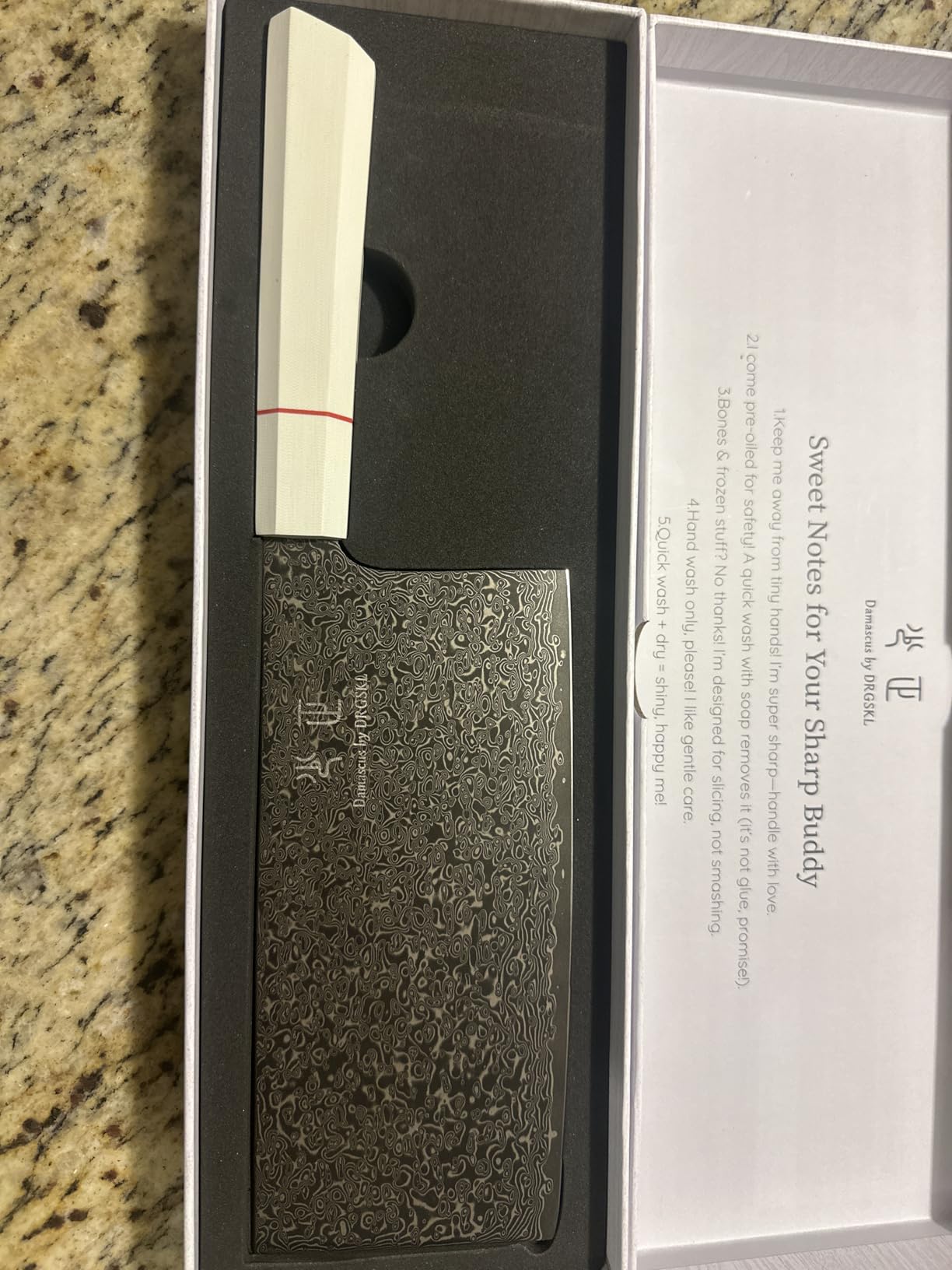 DRGSKL Japanese Knife Set Damascus - VG10 Kitchen Knife Set 3 PCS for Fruit, Vegetables, Fish and Meat - Japanese G10 Handle - with Gift Box customer photo 2