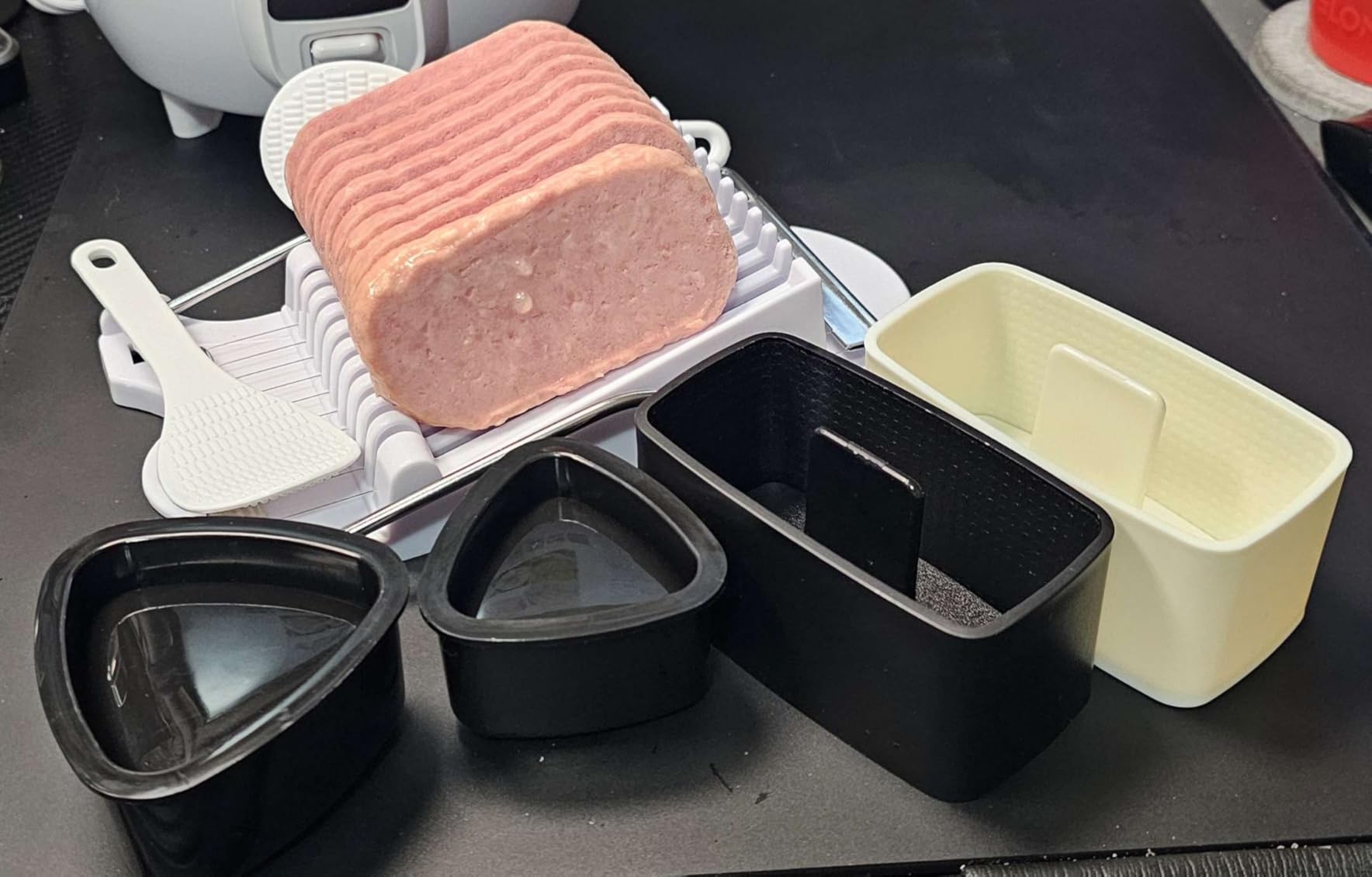 Musubi Press Mold, 4 Pcs Onigiri Mold Musubi Maker Kit with Luncheon Meat Slicer and 2 Rice Paddles - BPA-Free & Non-Stick, Easy to Clean customer photo 1