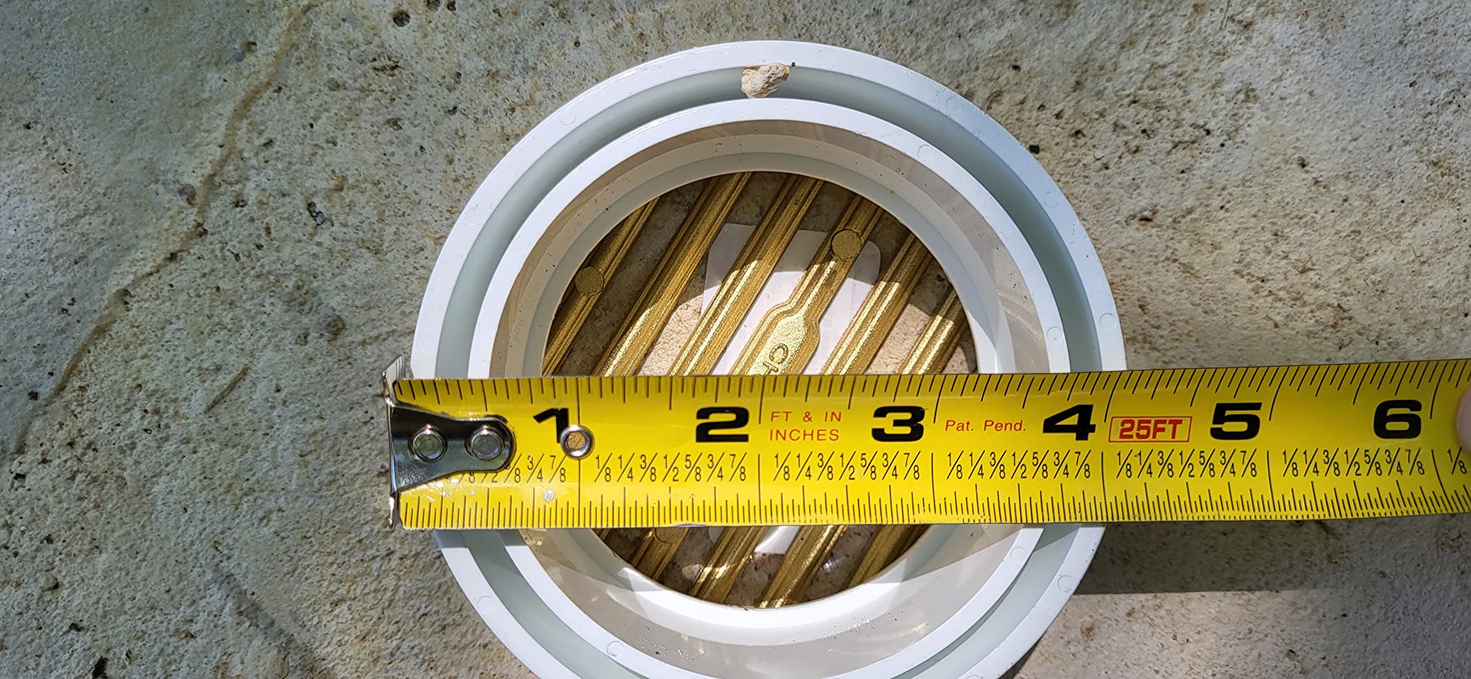 NDS 910B, 4 In. Round Grate Drain Cover, with PVC Collar, Connects to 3 Inch Drain Pipe & 4 Inch Drain Fittings, for Small Lawns, Landscaping and Patios, Satin Brass customer photo 2