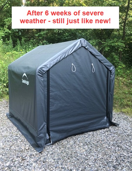 ShelterLogic Shed-in-a-Box All Season Steel Metal Peak Roof Outdoor Storage Shed with Waterproof Cover and Heavy Duty Reusable Auger Anchors 12' x 12' customer photo 2