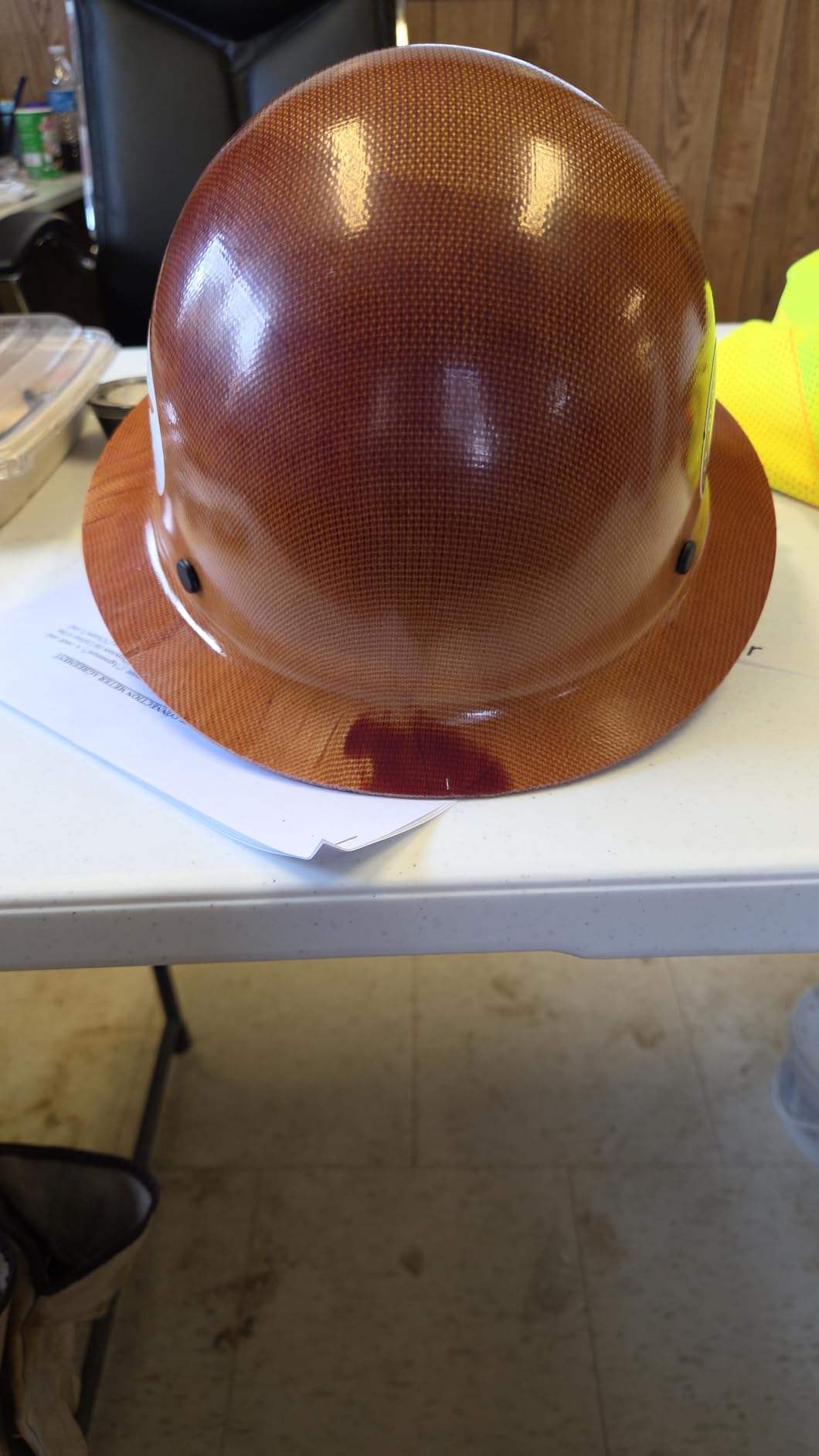 MSA Skullgard Full-Brim Hard Hat with Suspension - Non-Slotted Cap, Made of Phenolic Resin, Radiant Heat Loads up to 350F, Standard Size Hard Hat | Fas-Trac III Ratchet Suspension customer photo 1