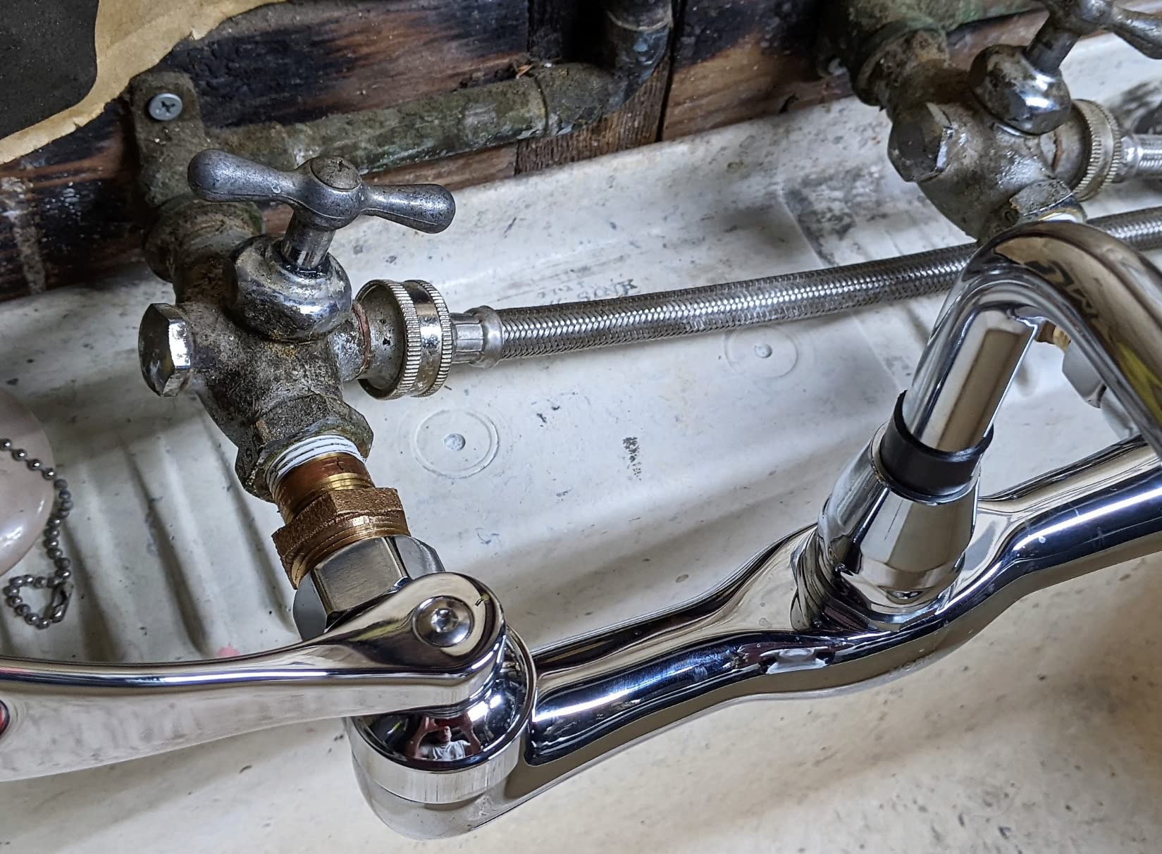 Moen Commercial M-DURA Chrome Two-Handle Wall Mount Kitchen or Utility Faucet, 8126 customer photo 2