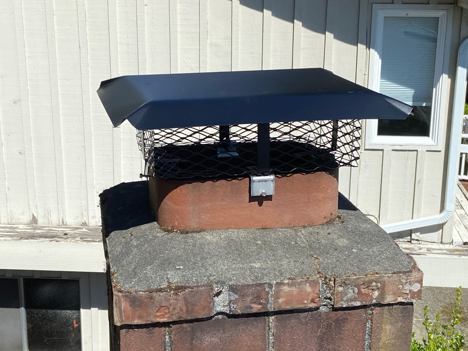 HY-C SCADJ-L Shelter Adjustable Clamp On Single Chimney Cover, Fits Outside Various Sizes of Existing Clay Flue Tile, Large, Black Galvanized Steel customer photo 1
