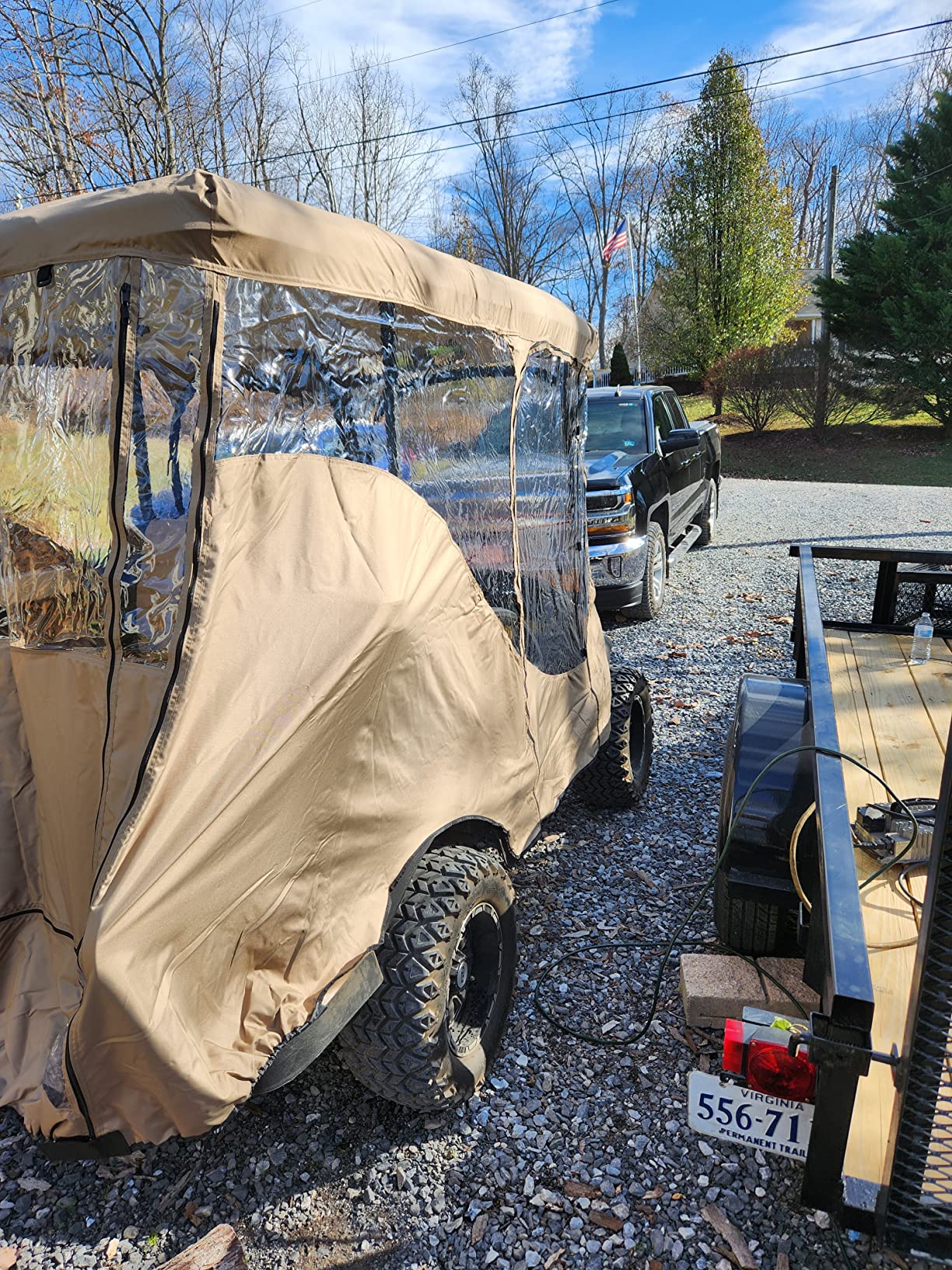 Formosa Covers 4 Passenger Golf Cart Enclosure Rain Cover YKK Door Zipper 4 Seater Golf Car - Extended Roof up to 80