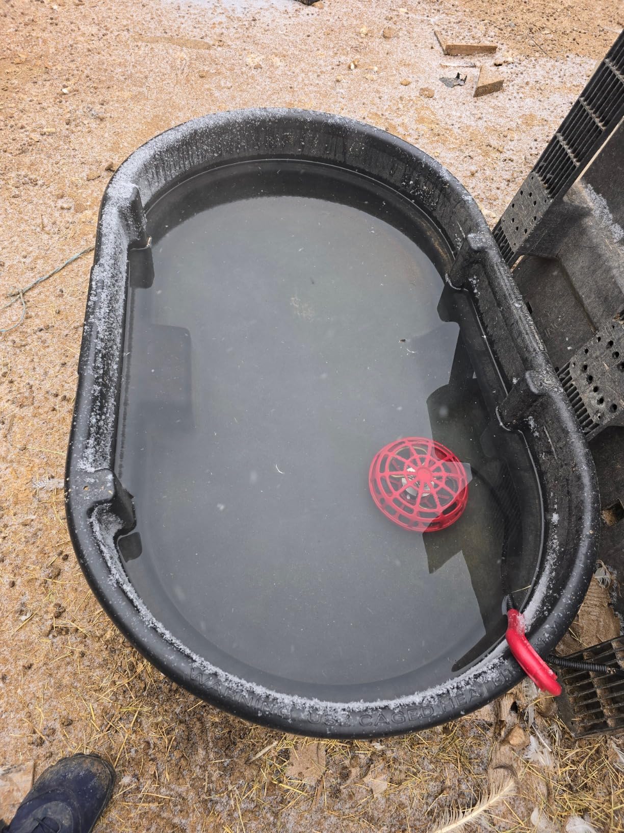 K&H Pet Products Stock Tank & Pond Heater, Ultimate Stock Tank Deicer w/ Cord Clip, Water Trough Heater for Horses, Cattle and Livestock, Full Cage, Floating, Submersible, Safety Listed - Red 500W customer photo 2