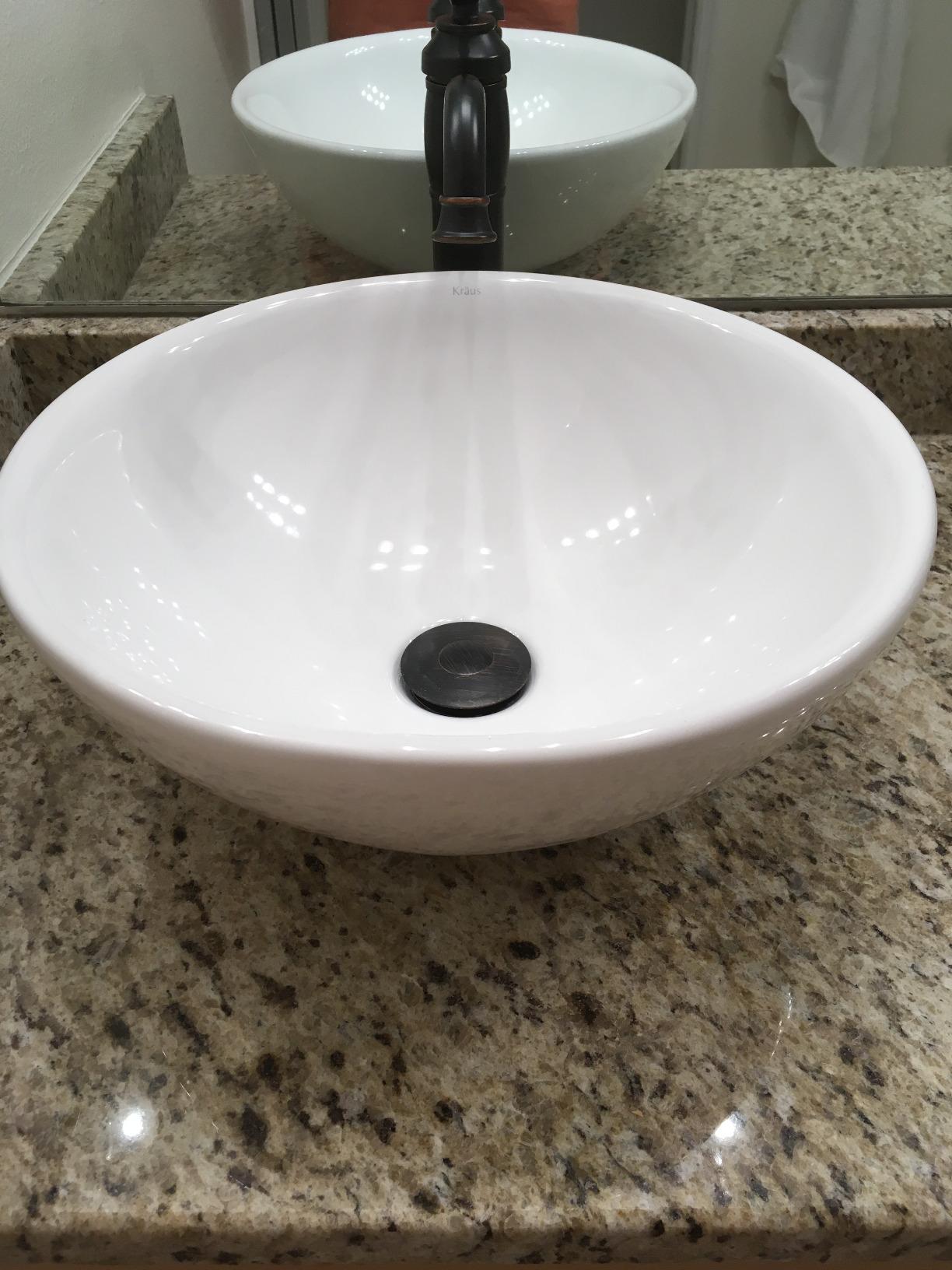 KRAUS Elavo Round Vessel White Porcelain Ceramic Bathroom Sink, 16 inch KCV-141 customer photo 1