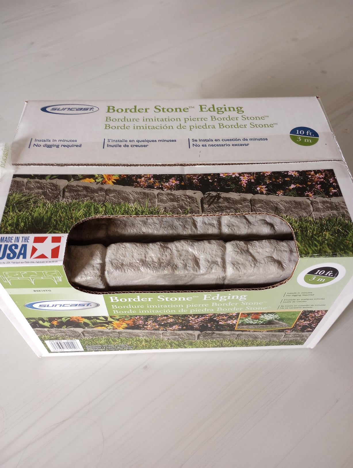 Suncast Interlocking Border Edging - Stone-Like Poly Construction for Garden, Lawn, and Landscape Edging - Water Resistant Border for Containing Trees, Flower Beds and Walkways - Light Taupe Gray customer photo 2