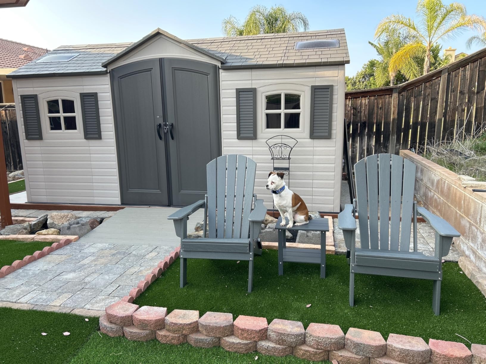 Lifetime 15x8 Ft Dual-Entry Outdoor Storage Shed, Steel-Reinforced, UV-Protected, Weather-Resistant Backyard Garden Shed with Skylights, Windows & Shelving, Desert Sand customer photo 1
