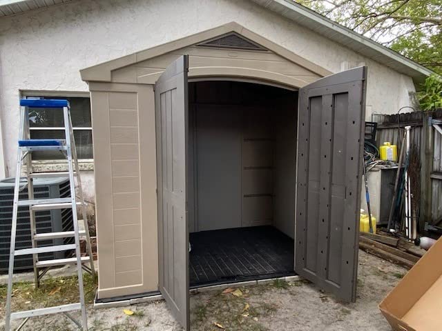 Keter Factor 8x6 ft Large Resin Outdoor Storage Shed for Patio Furniture, Lawn Mower, Garden Accessories, Yard Tools, and Pool Toys, Taupe customer photo 2