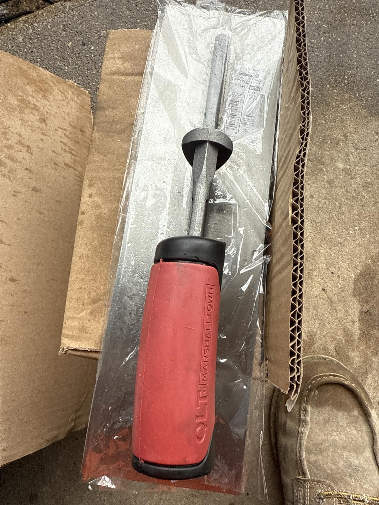 MARSHALLTOWN QLT Concrete Finishing Trowel, 14 x 4 Inch Carbon Steel Blade, Soft Grip Handle, Cement Trowel, Trowel Concrete Tool, Concrete Tools, Masonry Tools, FT144 customer photo 1