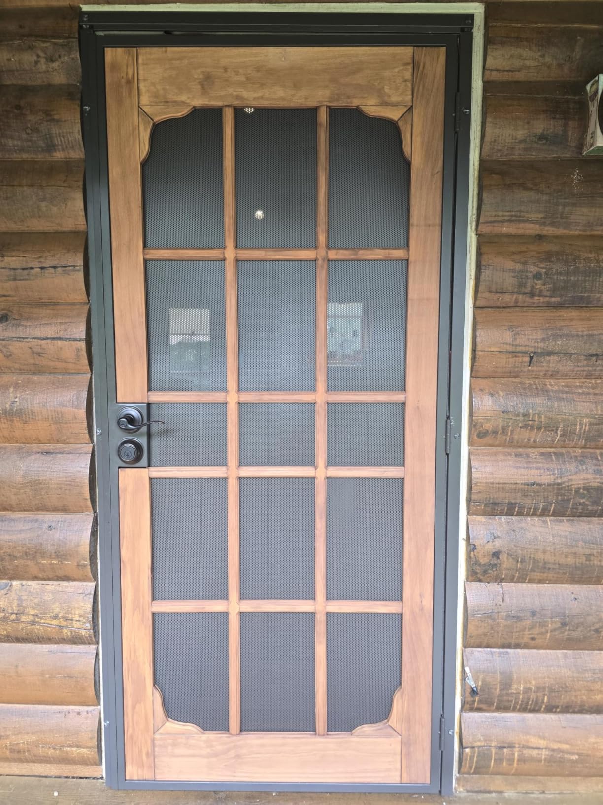 Prime-Line 3809BZ3068-I-WF Woodguard Steel Security Door, Bronze | Traditional Screen Door Style, Steel and Wood Construction, Non-Handed, Single Pack customer photo 2