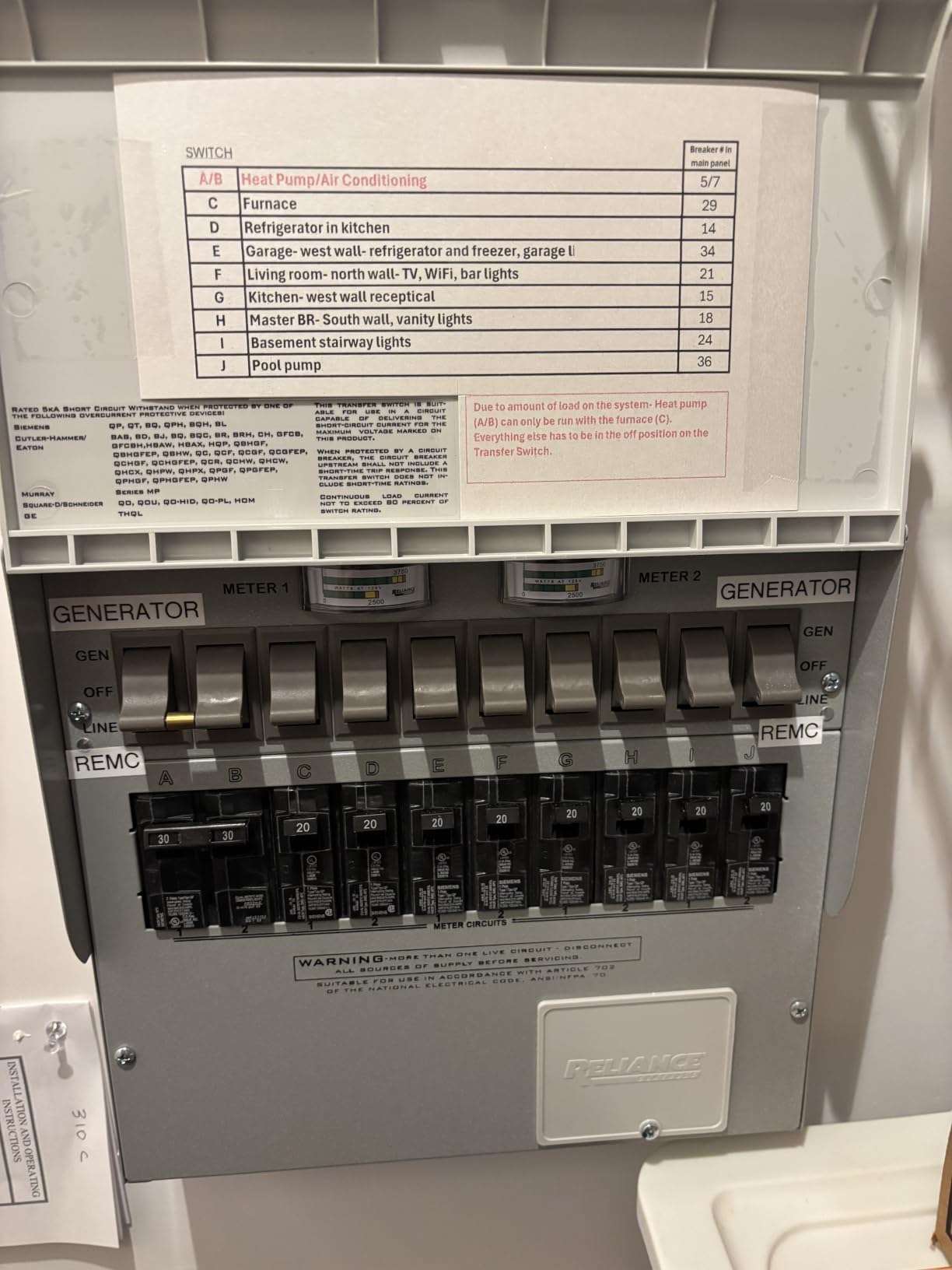310C Pro/Tran2 30-Amp 10-Circuit 2 Manual Transfer Switch customer photo 1