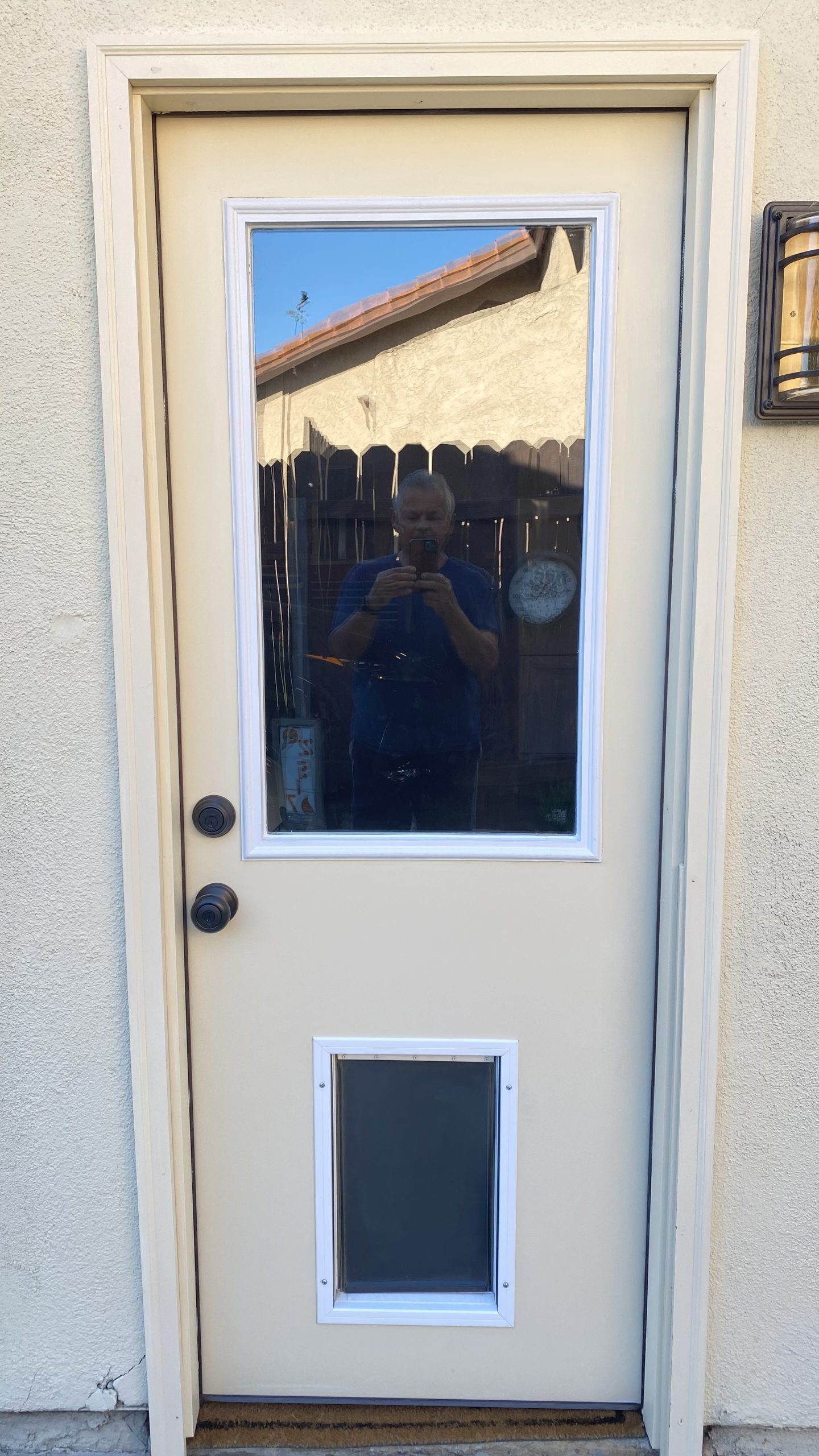 National Door Company ZZ00720R Steel Primed, Right Hand in-Swing, Prehung Front Door, 1/2 Lite Flush, Clear Glass, 30