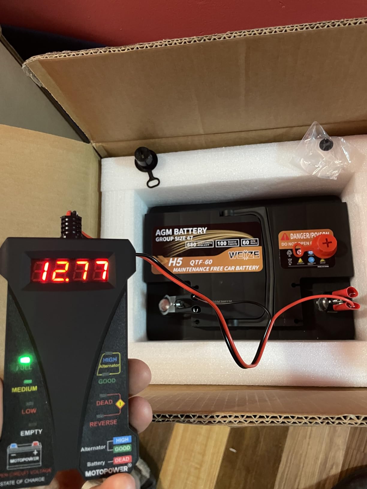 MOTOPOWER MP0514A 12V Digital Car Battery Tester Voltmeter and Charging System Analyzer with LCD Display and LED Indication customer photo 1