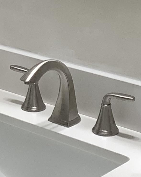 Pfister Pasadena 8 inch Widespread 3 Hole Bathroom Sink Faucet with 2 Handles, Brushed Nickel Finish, Push & Seal Drain, Water-Efficient WaterSense Certified LF049PDKK customer photo 1
