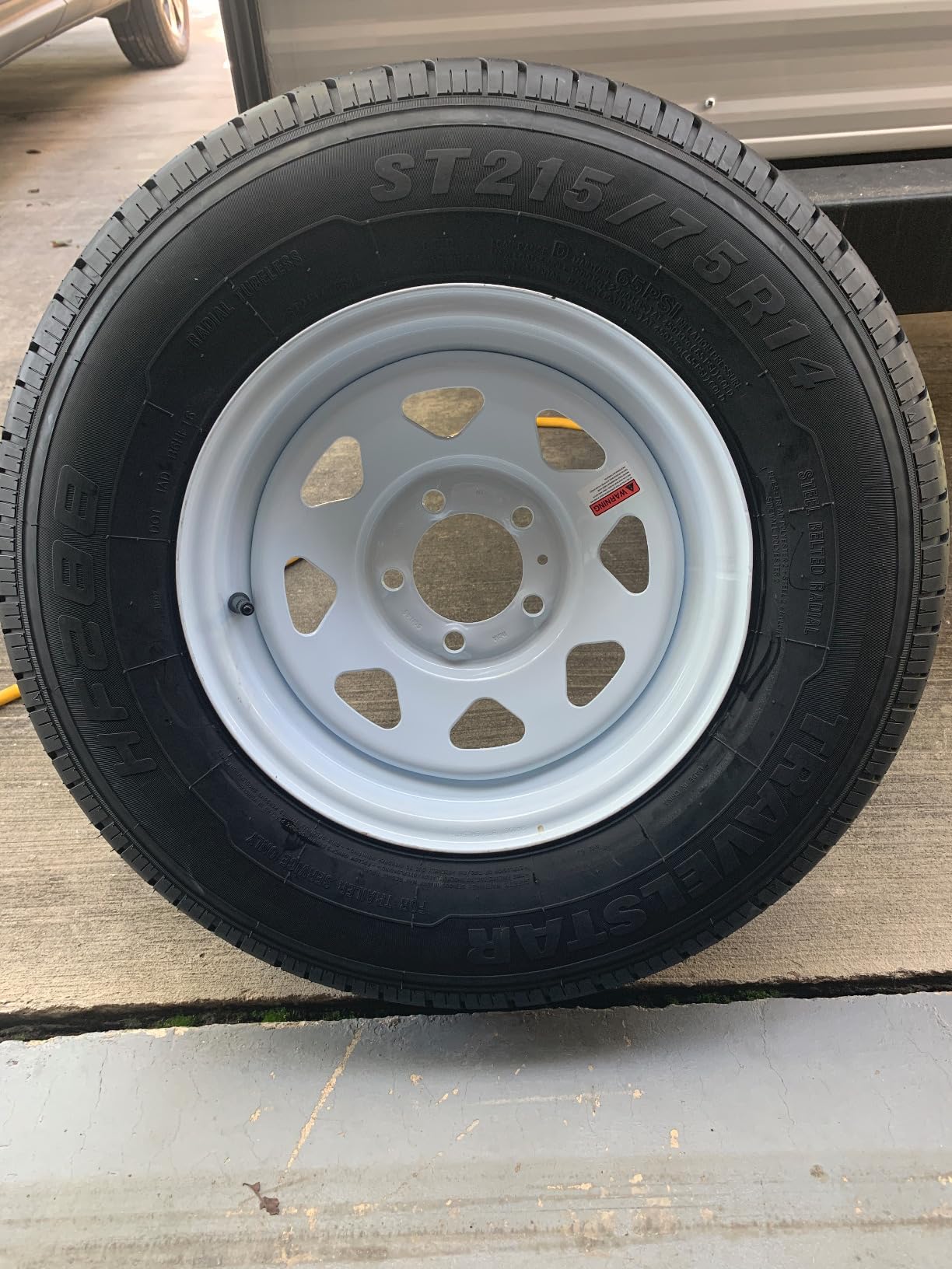 eCustomrim Trailer Wheel 14X5.5 14 Inch 5 Lug On 4.5 White Spoke Rim | 14 X 5.5 Rim, 5 Lug on 4.5 Inch Bolt Pattern, 3.19 Inch Center Bore, 2200 Lbs Max Load, For Trailer Tire Use Only customer photo 1