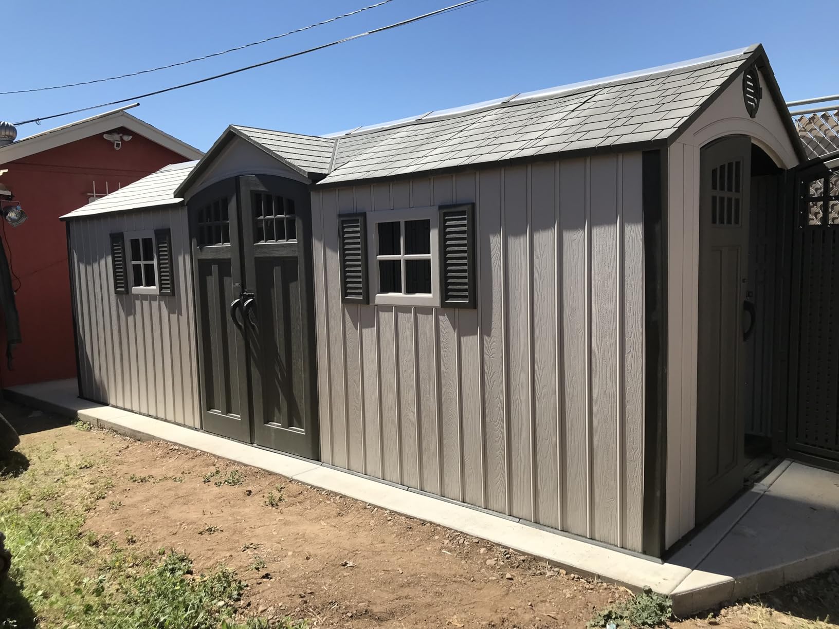 Lifetime 20 x 8 Ft. Outdoor Storage Shed with Steel Reinforced HDPE Walls, Lockable Doors, Windows, Skylights, Adjustable Shelving, Slip-Resistant Floor, UV-Protected Backyard Shed customer photo 1