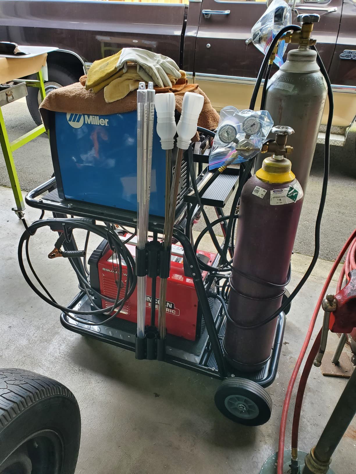 Eastwood Professional Welding Cart for TIG MIG Stick Welder Plasma Cutter Black Steel Construction with Trays Cable Gas Bottle Holder and Wheels customer photo 2