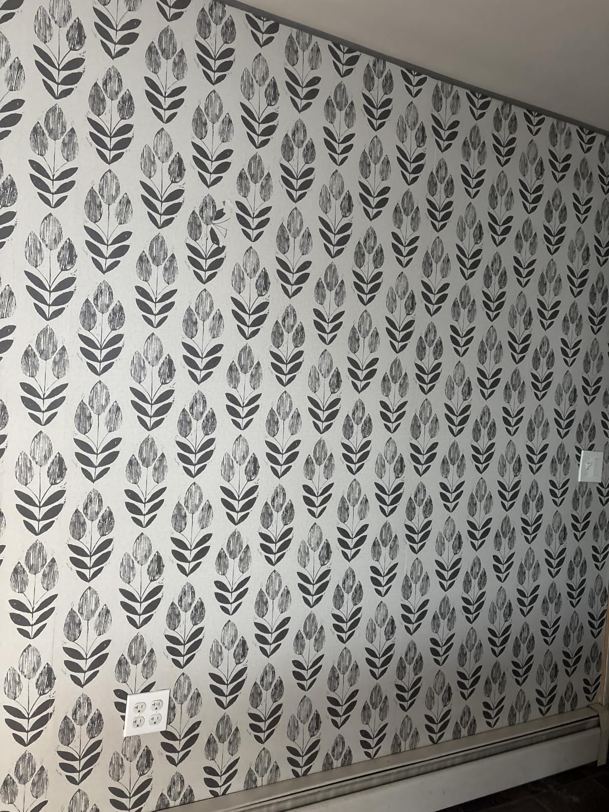 Folk Tulip Peel and Stick Wallpaper, Neutral, Textured Removable Wallpaper, 20.5 in x 18 ft customer photo 1