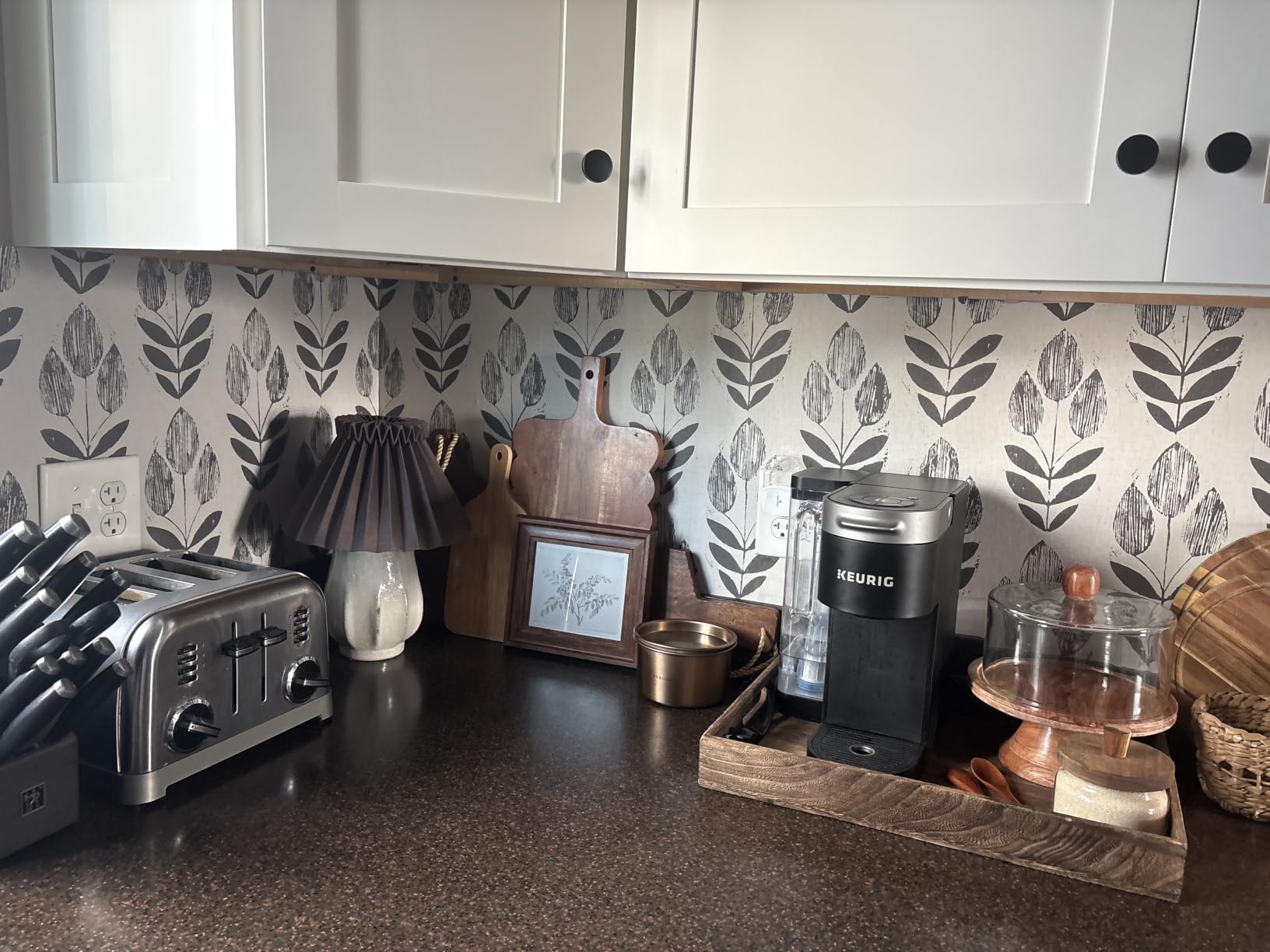 Folk Tulip Peel and Stick Wallpaper, Neutral, Textured Removable Wallpaper, 20.5 in x 18 ft customer photo 2