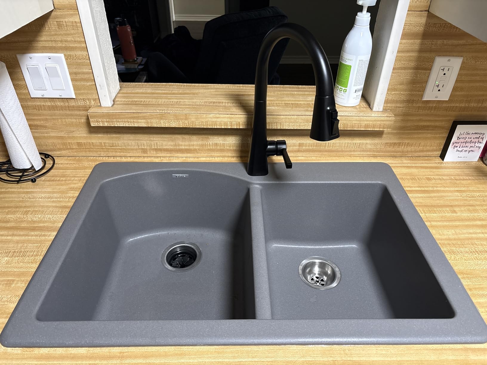 KRAUS Forteza 33-inch Drop In/Undermount 60/40 Double Bowl Granite Kitchen Sink in Grey, KGD-50GREY customer photo 1