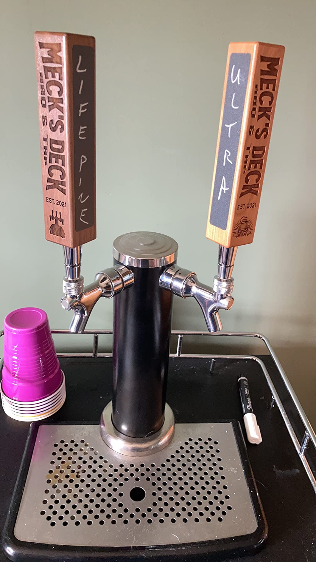 Double Tap Draft Beer Tower - 2-Tap Beer Column 13-inch High by 3-inch Diameter - Stainless Steel Body with Unique Black Satin Finish - Silver Chrome Finish Faucets - BEERGON BT-1000 customer photo 1
