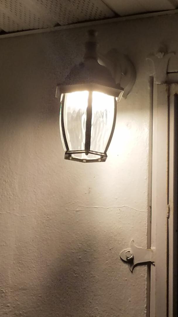 Maxxima LED Black Outdoor Wall Light, 580 Lumens 3000K, Dusk to Dawn Sensor | Clear Water Glass, Warm White, Photocell Sensor, Exterior Patio or Porch Sconce Fixture customer photo 2