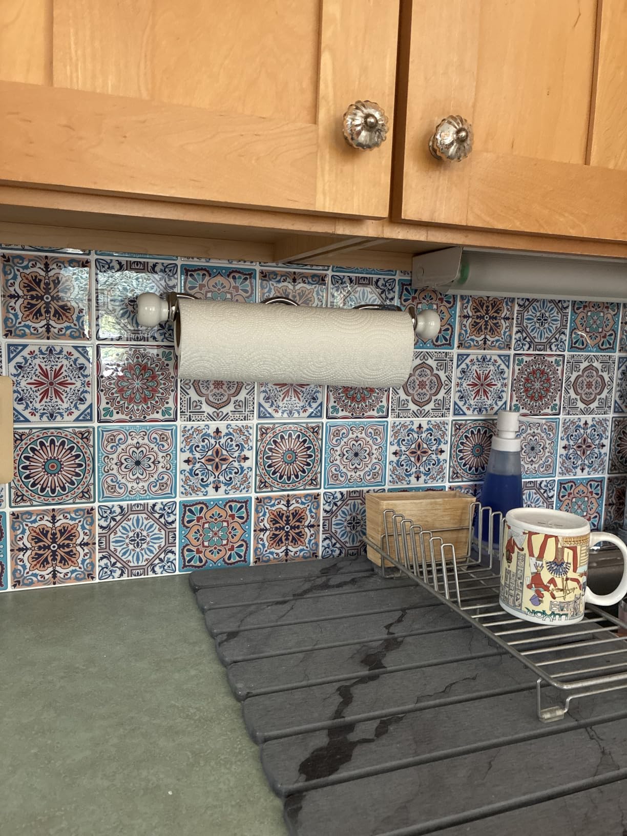 LONGKING Peel and Stick Backsplash Tile Stickers, Colorful Talavera Mexican Tile, Stick on Wall Tiles (10 Sheets) customer photo 1