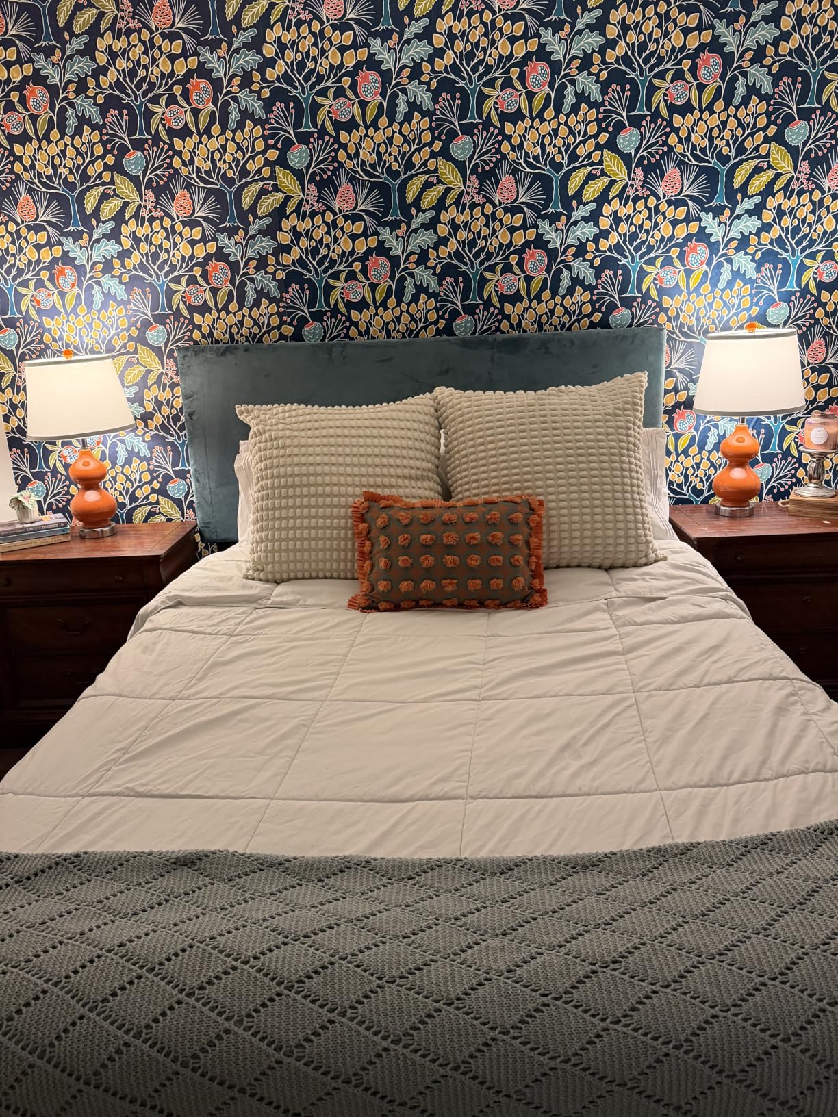 Groovy Garden Navy Peel and Stick Wallpaper, Removable Wallpaper, 20.5 in x 18 ft customer photo 1