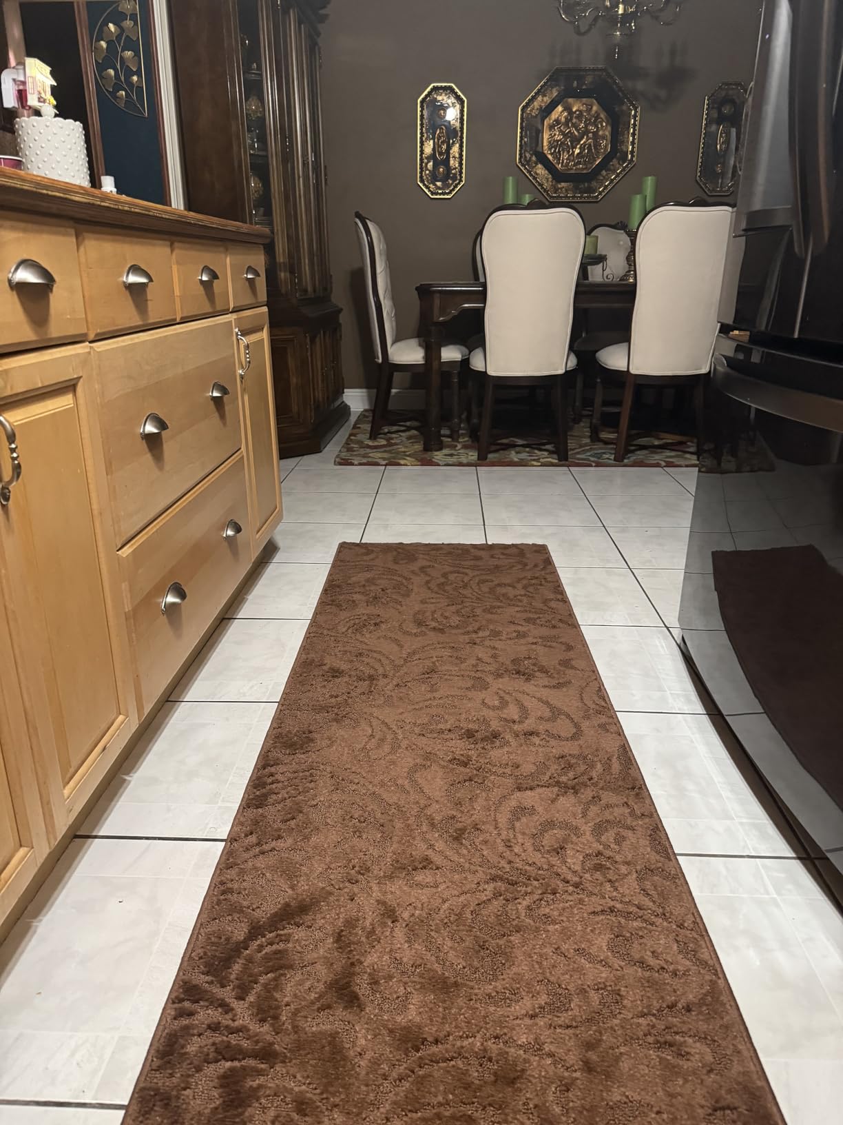 Runner Rug 15 ft, Non-Slip Washable Rug, Grey Textured Carpet for Kitchen Hallway Entryway, Rubber Backing, Indoor, Rolled in Box (26
