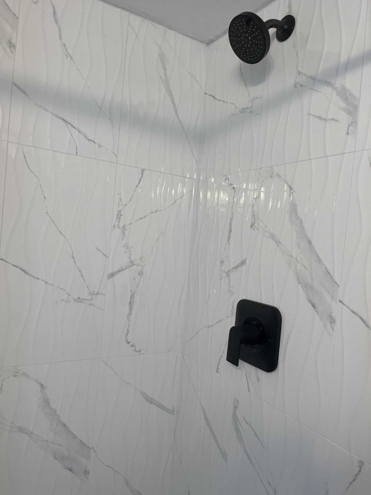 Moen Genta LX Pressure Balancing Eco-Performance Modern Shower Trim with Showerhead and Lever Handle, Posi-Temp Valve Required, Matte Black, T2472EPBL customer photo 1