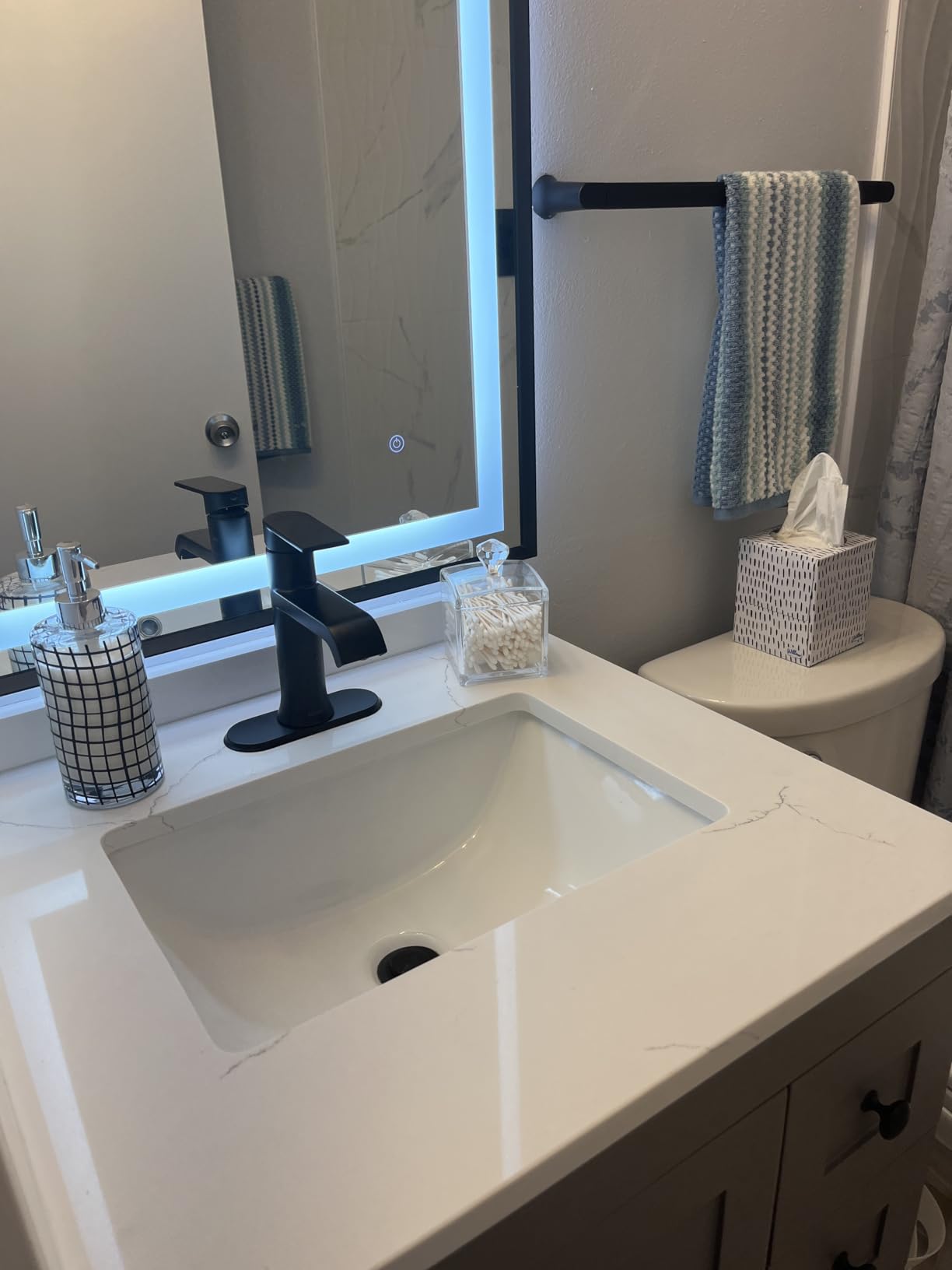Moen Genta LX Pressure Balancing Eco-Performance Modern Shower Trim with Showerhead and Lever Handle, Posi-Temp Valve Required, Matte Black, T2472EPBL customer photo 2