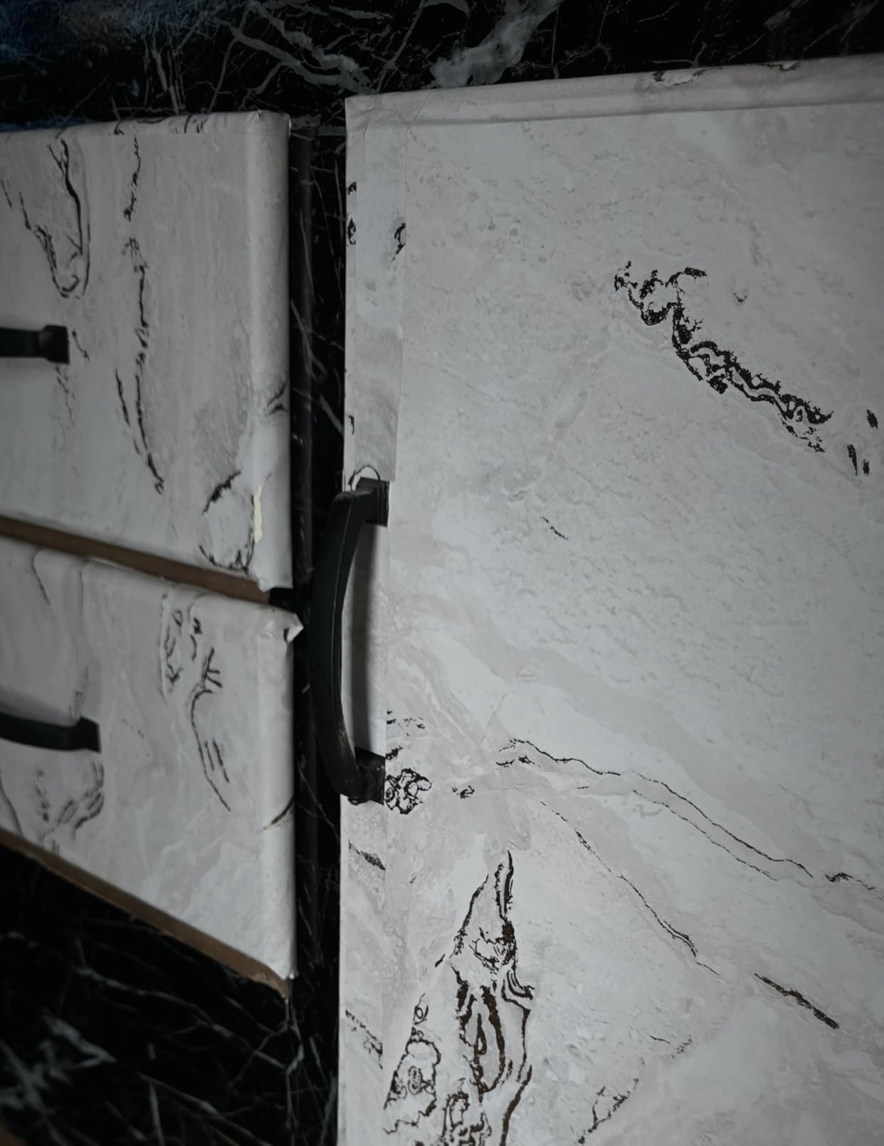 Livelynine Black Marble Wallpaper Peel and Stick Kitchen Counter Top Covers Black Contact Paper for Countertops Waterproof Laminate Renter Friendly Countertop Vinyl Wrap customer photo 1
