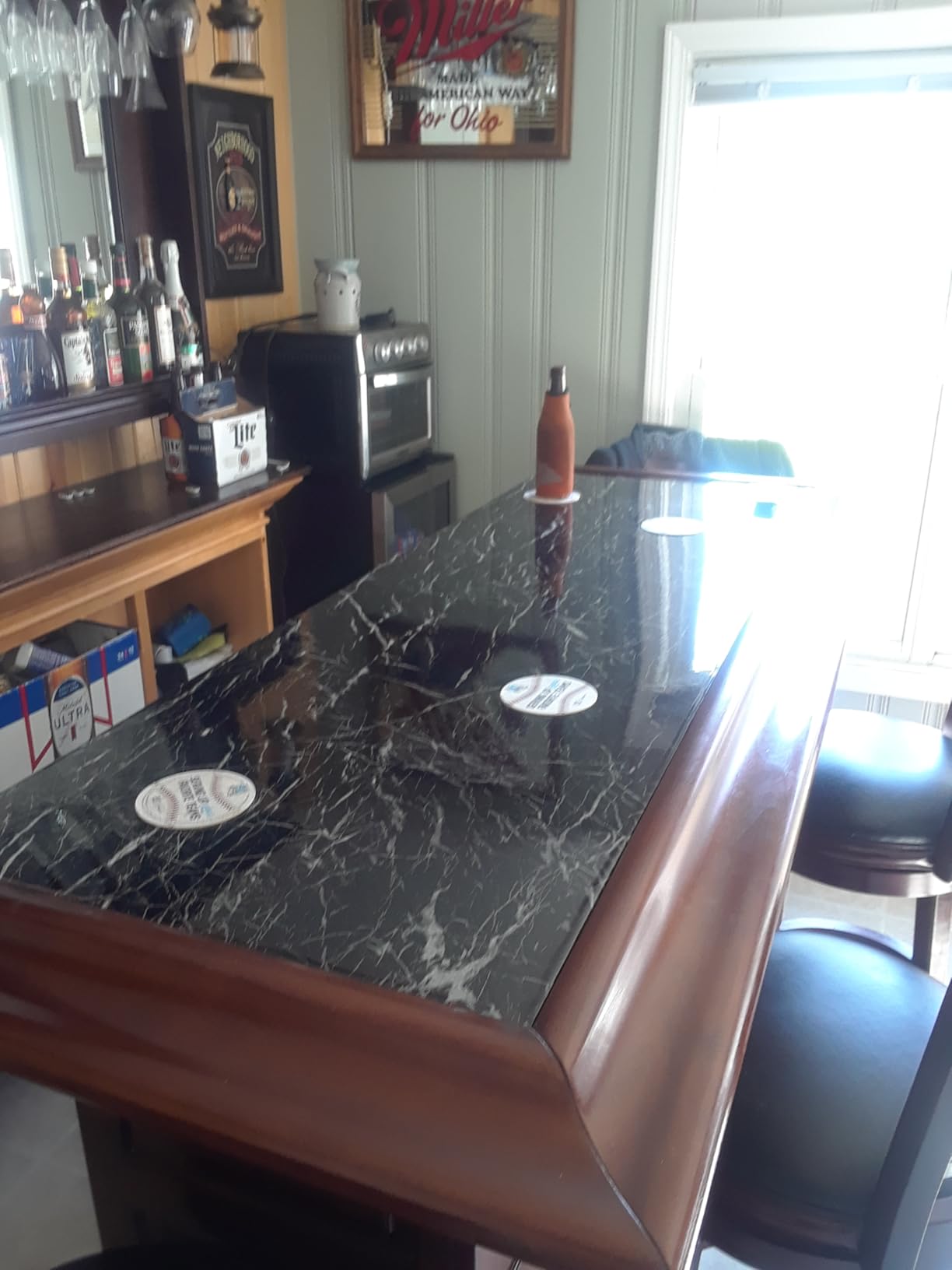 Livelynine Black Marble Wallpaper Peel and Stick Kitchen Counter Top Covers Black Contact Paper for Countertops Waterproof Laminate Renter Friendly Countertop Vinyl Wrap customer photo 2